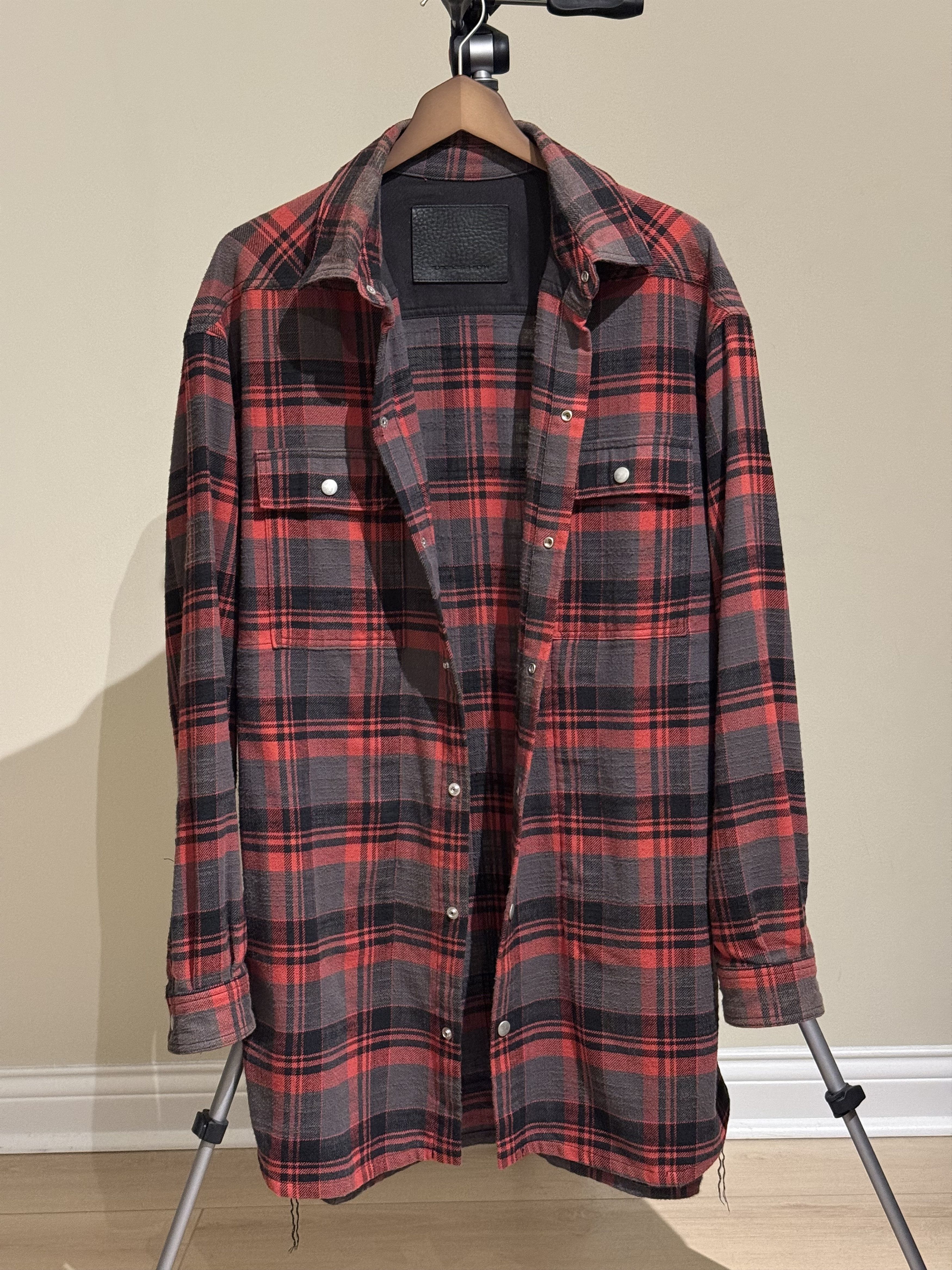 Rick Owens Drkshdw Red Tyrone Plaid Jumbo Outershirt (Size M) Size US M / EU 48-50 / 2 - 4 Thumbnail