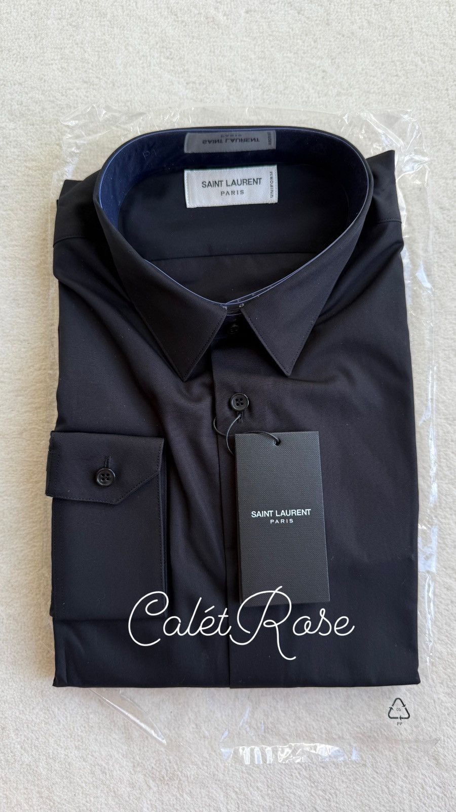 Saint Laurent Paris $760 40 BNWT Saint Laurent black shirt Sz 40 poplin Size 40R - 1 Thumbnail