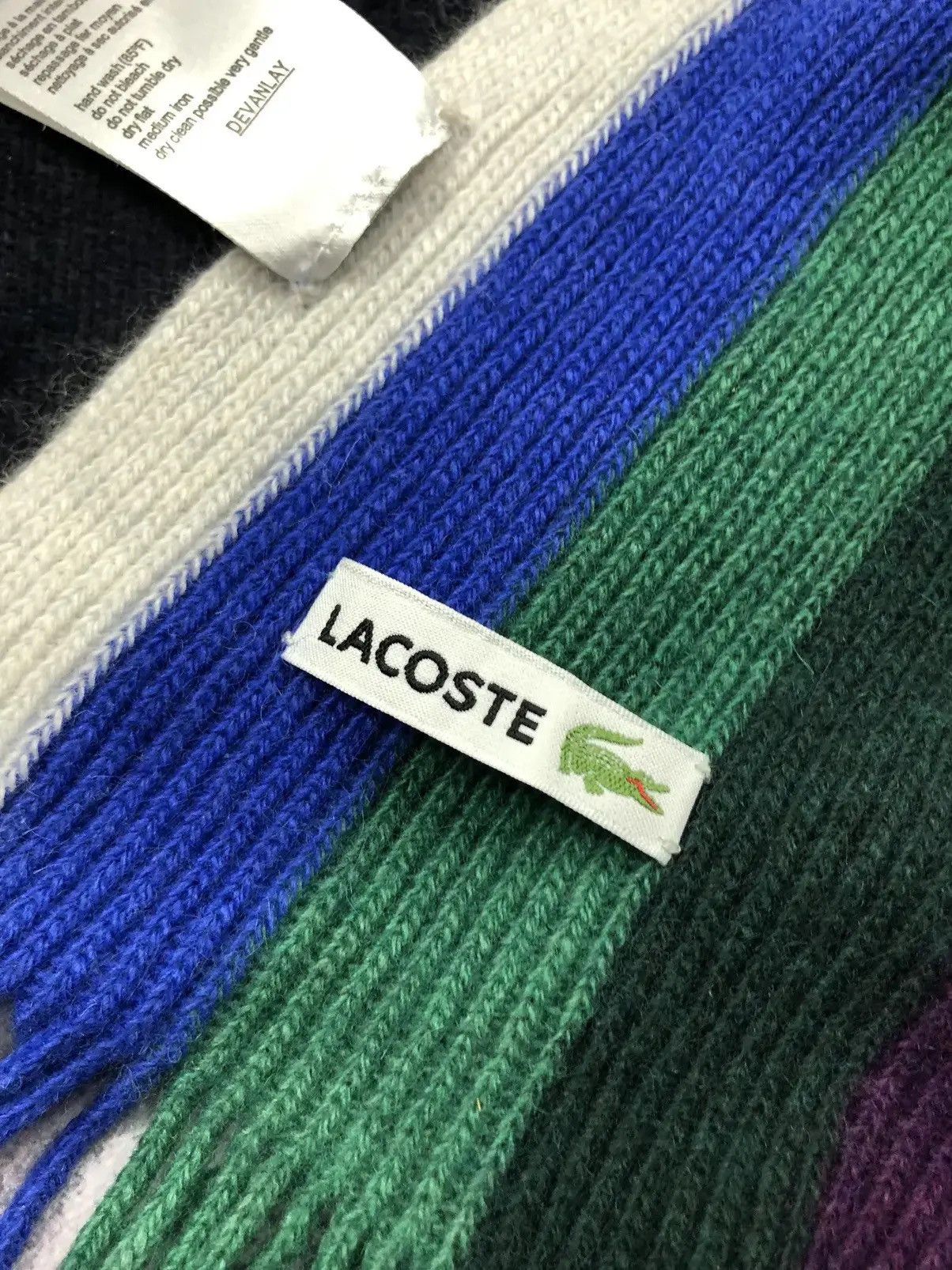 Lacoste LACOSTE Hype Multicolor Y2k Wool Knitted Scarf Streetwear Size ONE SIZE - 4 Thumbnail