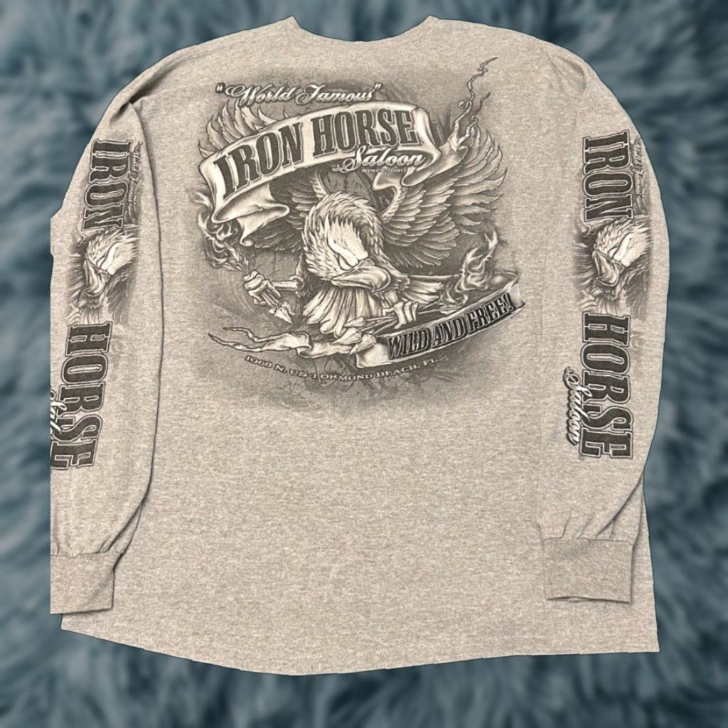 Vintage VINTAGE Iron Horse Saloon Biker Eagle Flames Long Sleeve Shirt 2XL Gray Mens 90s Y2K Punk Rock Tattoo Skater Grunge Hip Hop Logo Spider Web Size US XXL / EU 58 / 5 - 1 Thumbnail