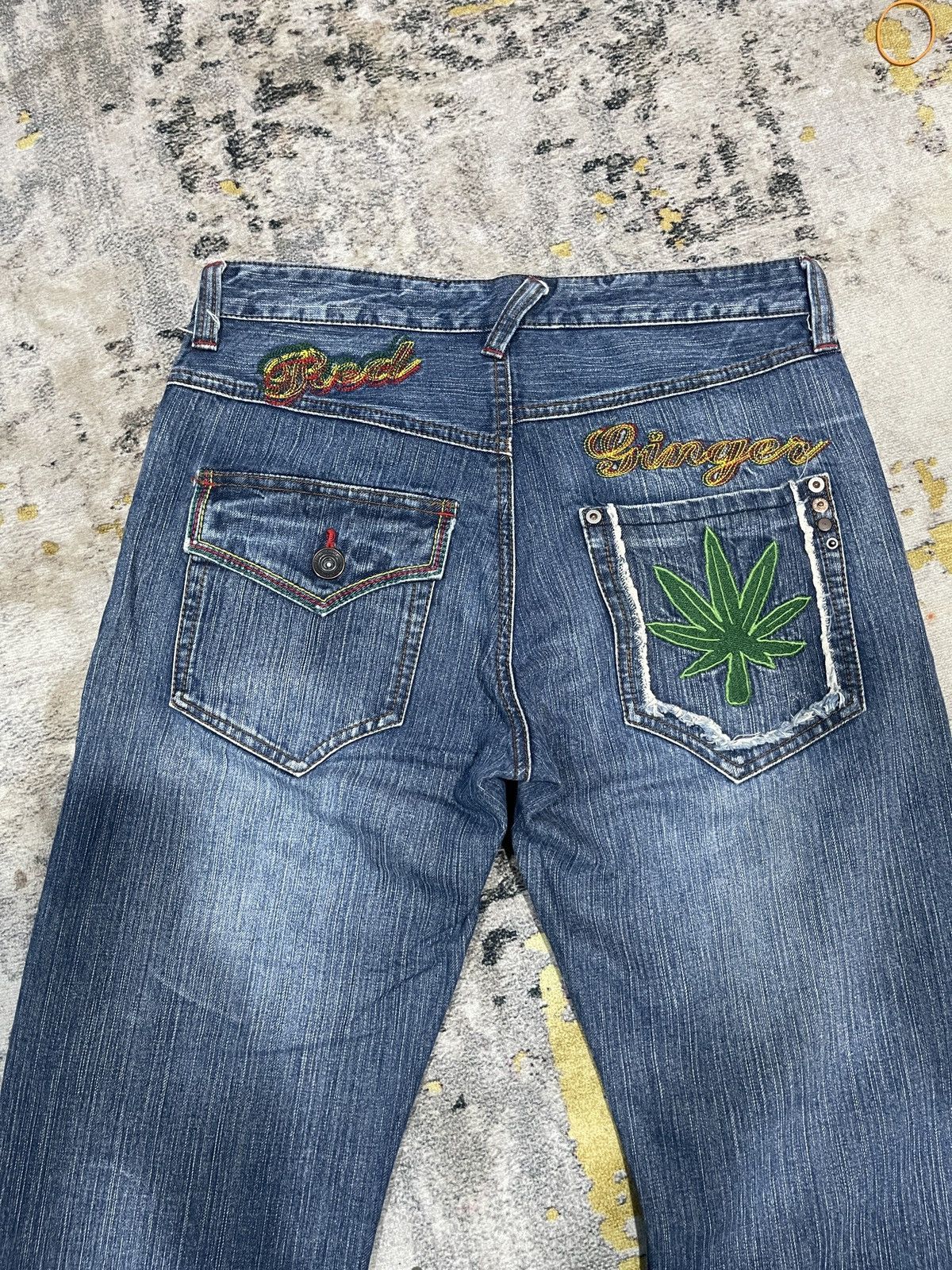 Japanese Brand Vintage Red Ginger Flare Denim Jeans ! Rare Design Size US 32 / EU 48 - 9 Thumbnail