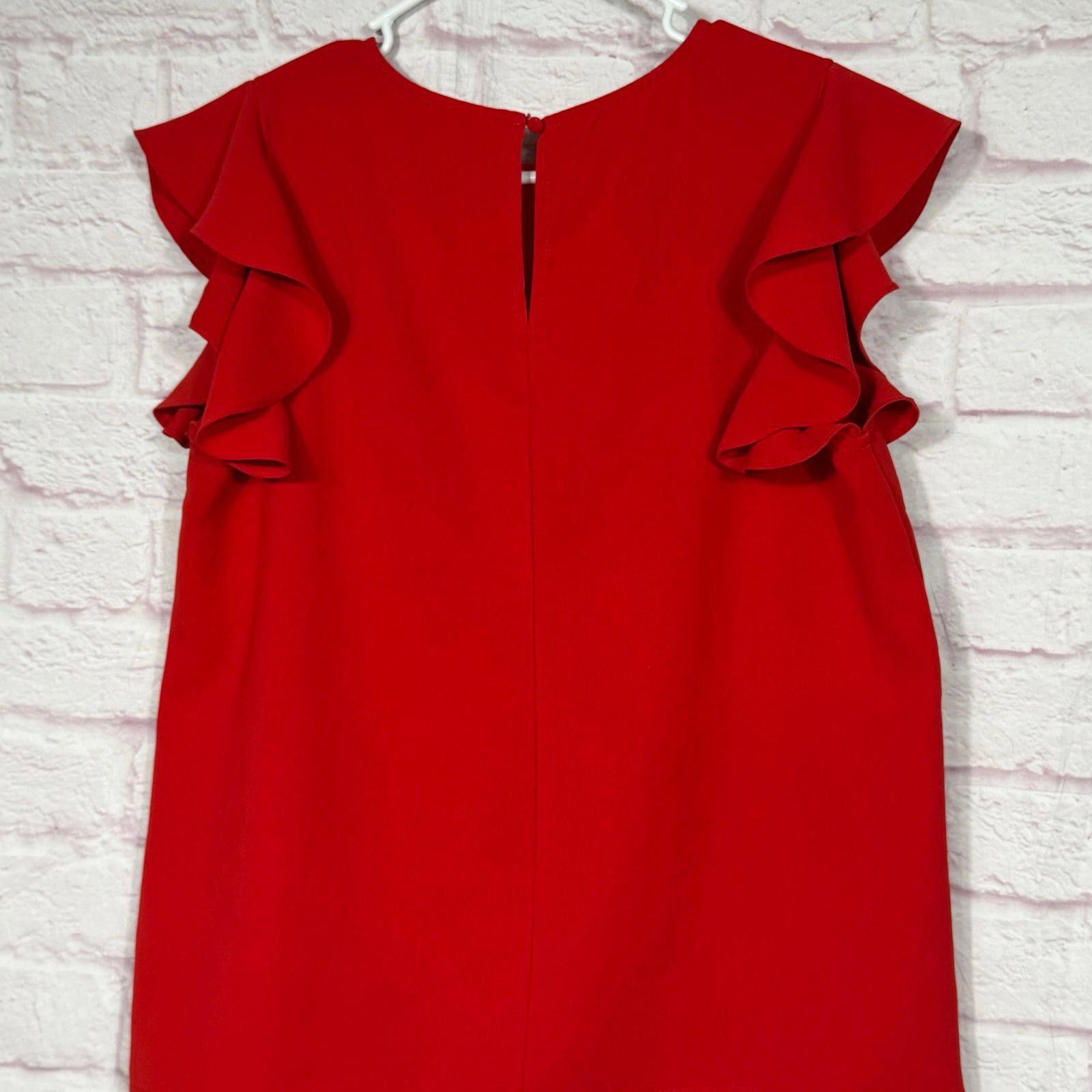 Hi Tec TCEC Large Red Ruffle Sleeve Blouse Size L / US 10 / IT 46 - 6 Thumbnail