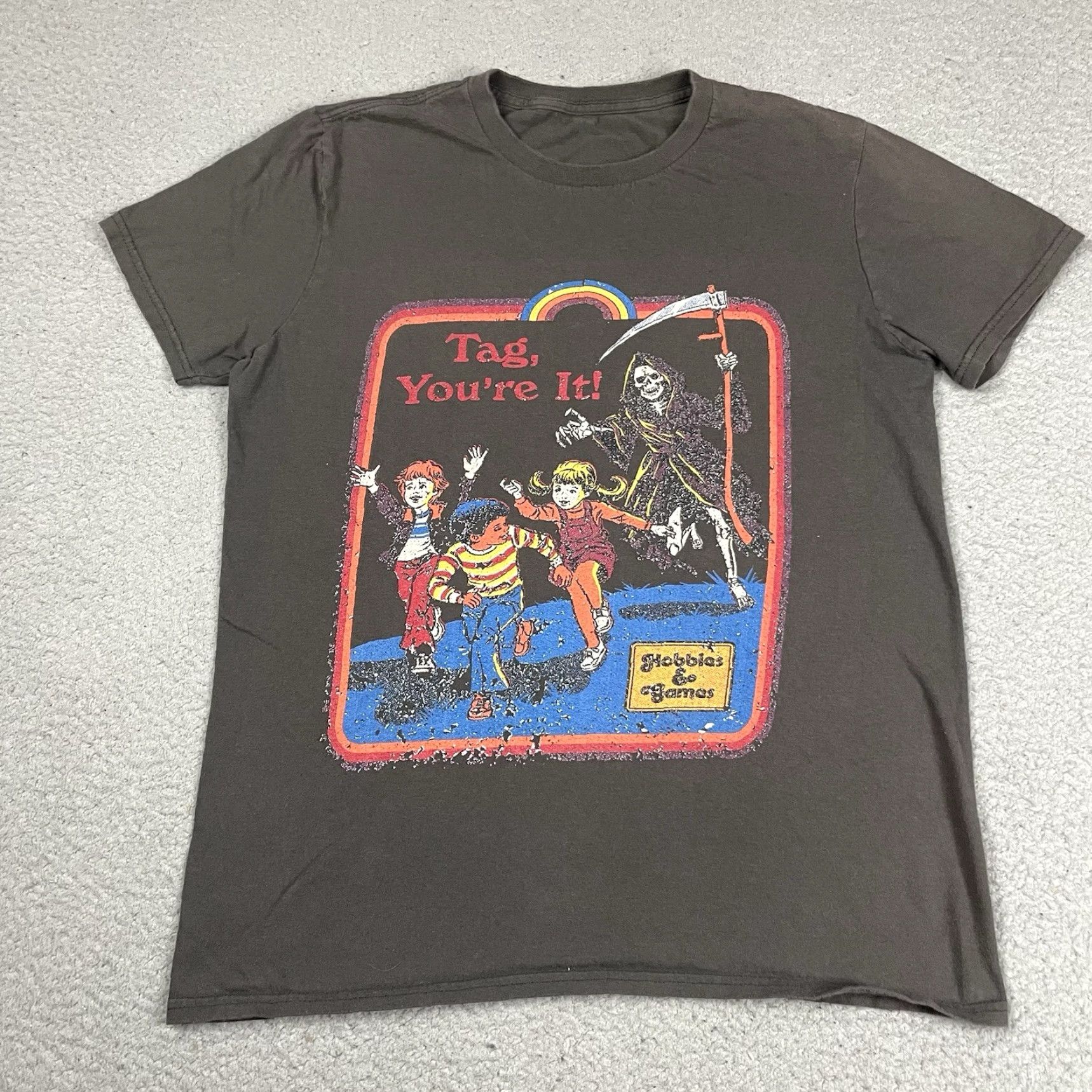RHODE VINTAGE Steven Rhodes T Shirt Adult Small Gray Hobbies & Games Tag Your It Grim Reaper S Mens Small Black 90s Size US S / EU 44-46 / 1 - 2 Thumbnail