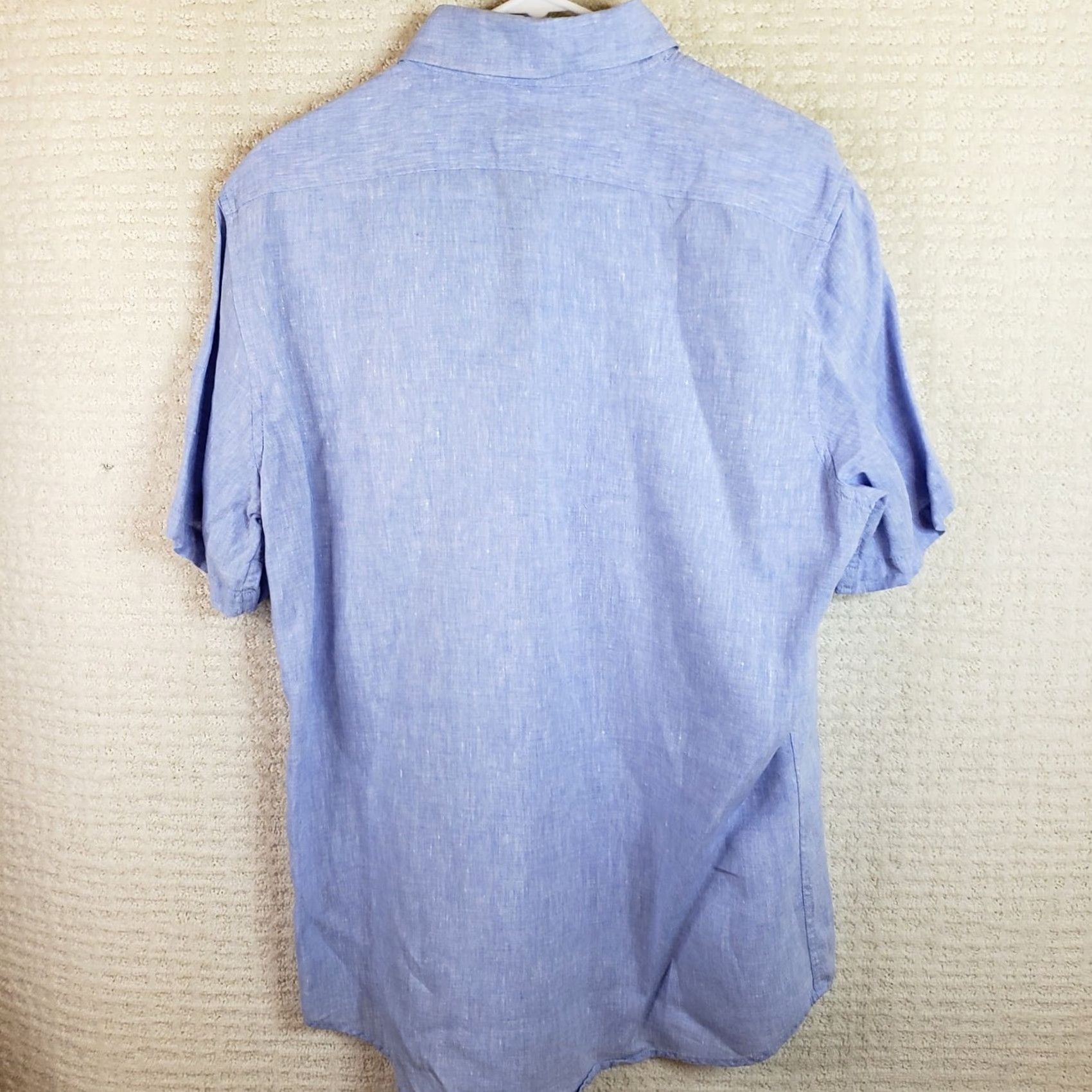 Vintage L.L.Bean Shirt Mens M Blue Linen Short Sleeve Button-Up Collared Lightweight Woven Striped Regular Fit Size US M / EU 48-50 / 2 - 7 Thumbnail