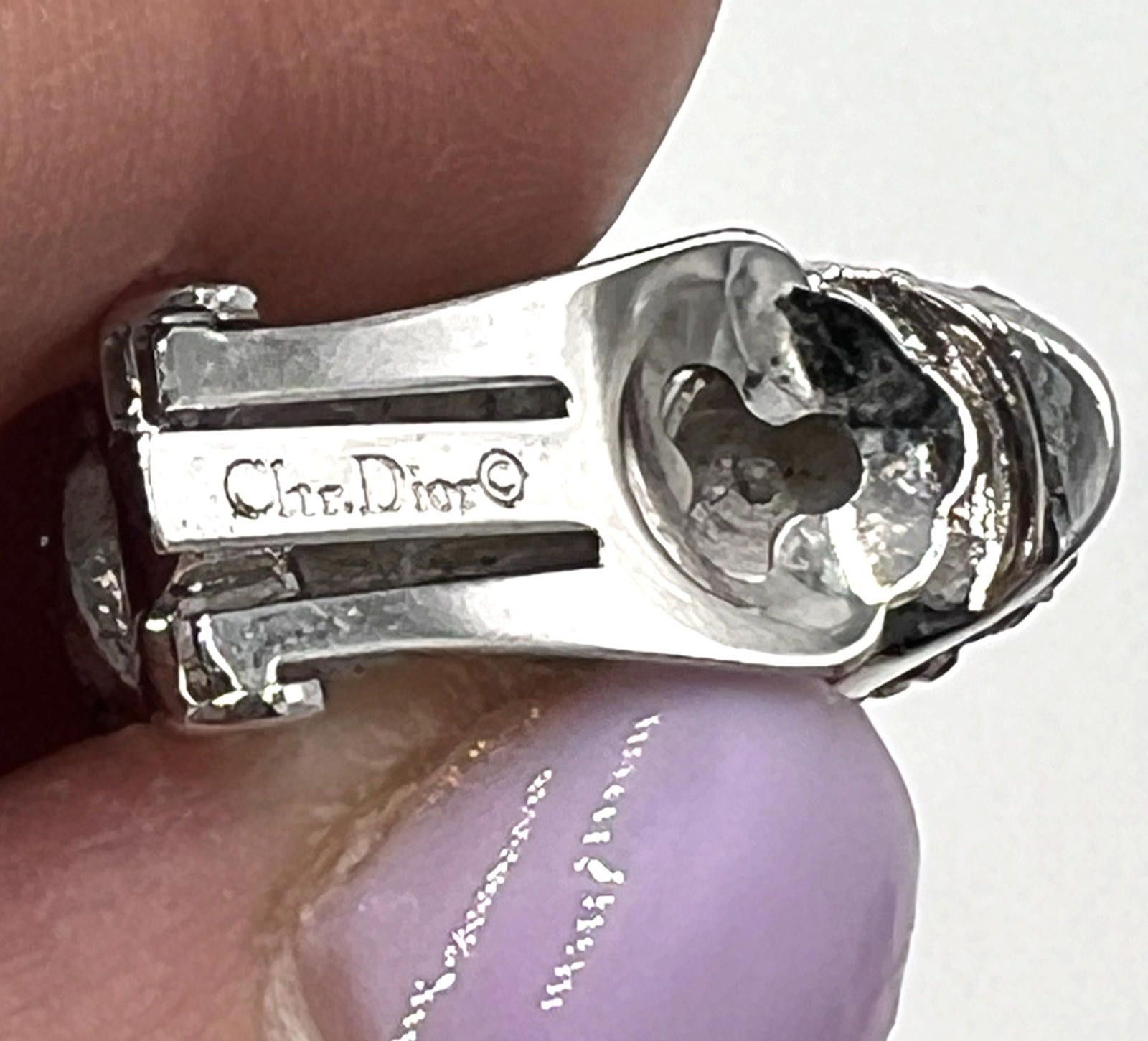 Other Dior Baguette & Pave Rhinestone Half Hoop Gold Tone Earrings Size ONE SIZE - 6 Thumbnail