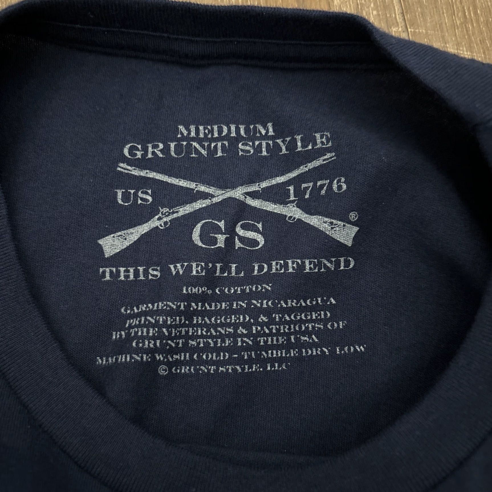Vintage GRUNT STYLE Shirt Men M Navy Blue Yippee Ki Yay MerryF*cker Christmas Graphic Tee - Patriotic Holiday 90s Theme? Size US M / EU 48-50 / 2 - 5 Thumbnail