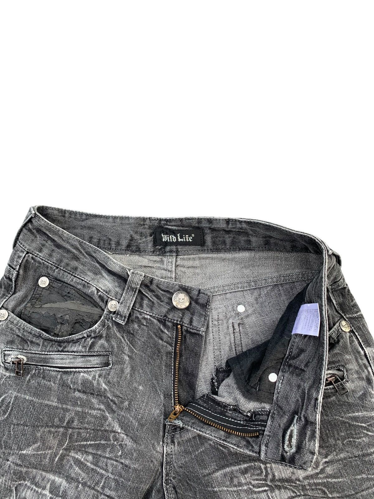 Kapital STUDED SKULL BONES WILD LIFE PUNK CLAWNMARK DISTRESSED DENIM Size US 29 - 13 Thumbnail