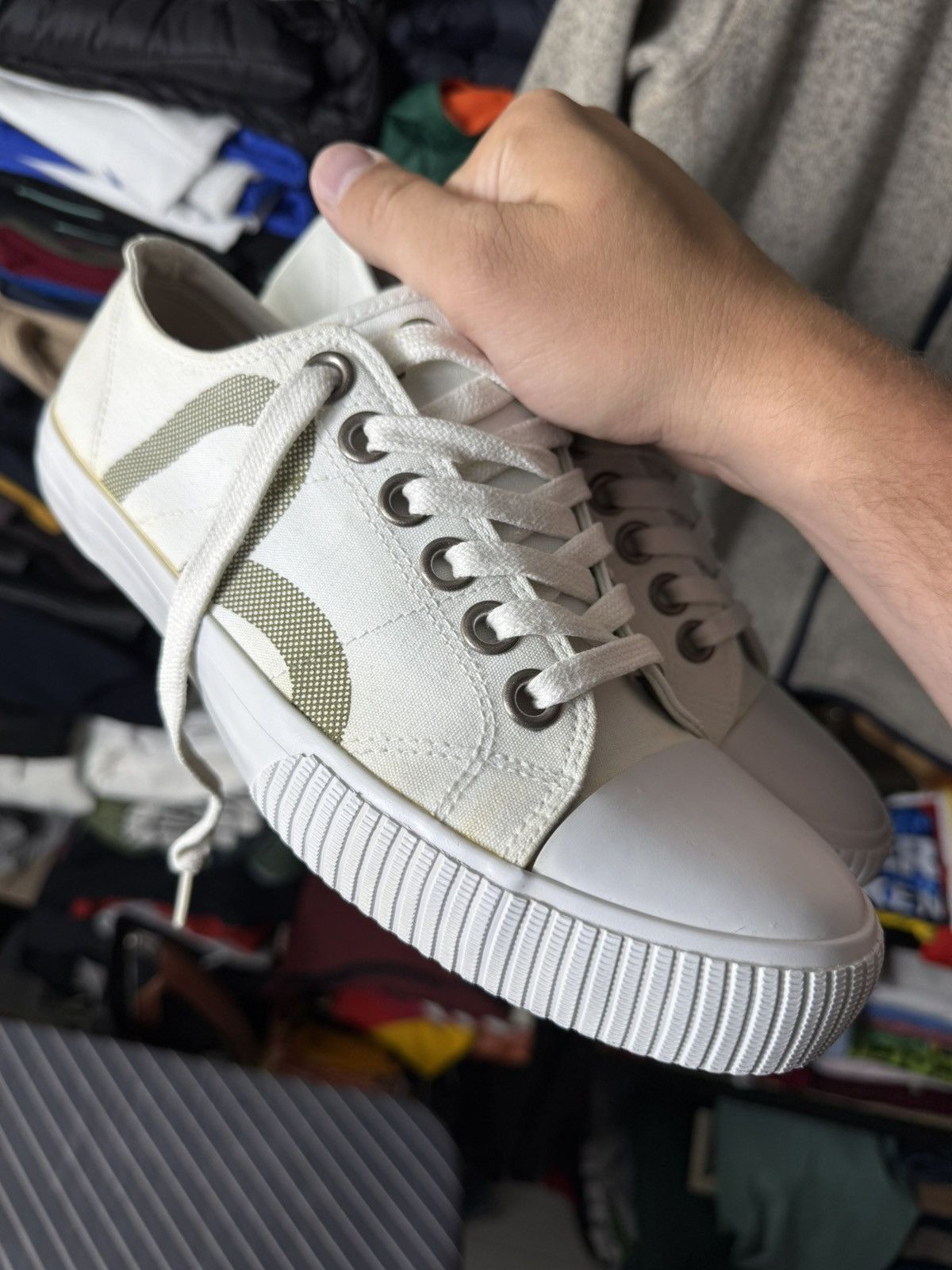 Evisu Evisu Canvas Low Top Sneakers White EU42 Japanese Streetwear Size US 9 / EU 42 - 9 Thumbnail