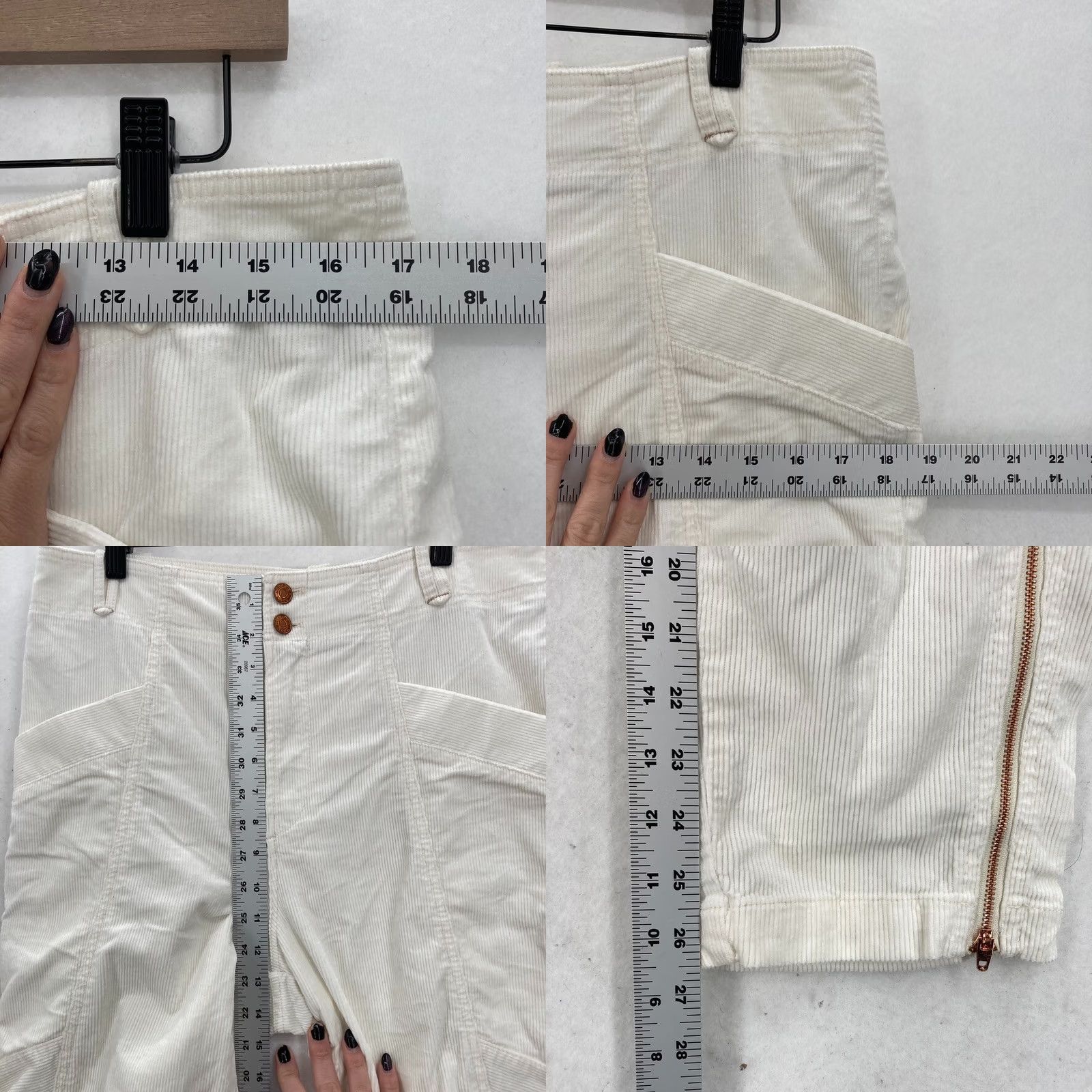 Vintage Anthropologie Pilcro Corduroy Cargo Pants Women's 31 White Stretch Ankle Zip Size 24" / US 00 / IT 34 - 8 Thumbnail