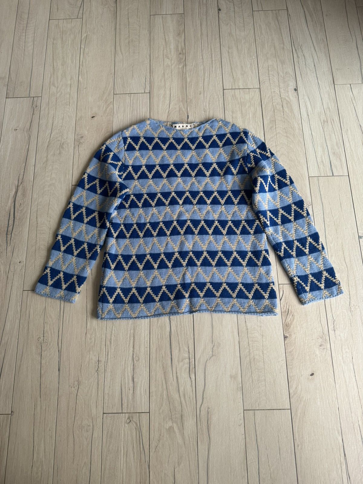 Marni FW20 Marni Thick Knitted Handmade Blue WoolSweater Size US M / EU 48-50 / 2 - 3 Thumbnail
