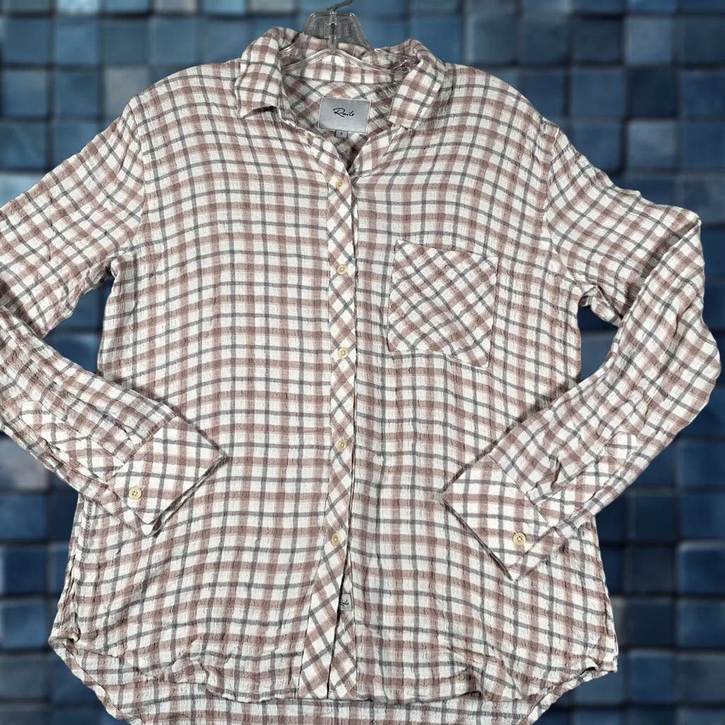 Rails Rails Shirt Womens Small Pink Plaid Button Front Long Sleeve Lightweight Top Size S / US 4 / IT 40 - 1 Thumbnail