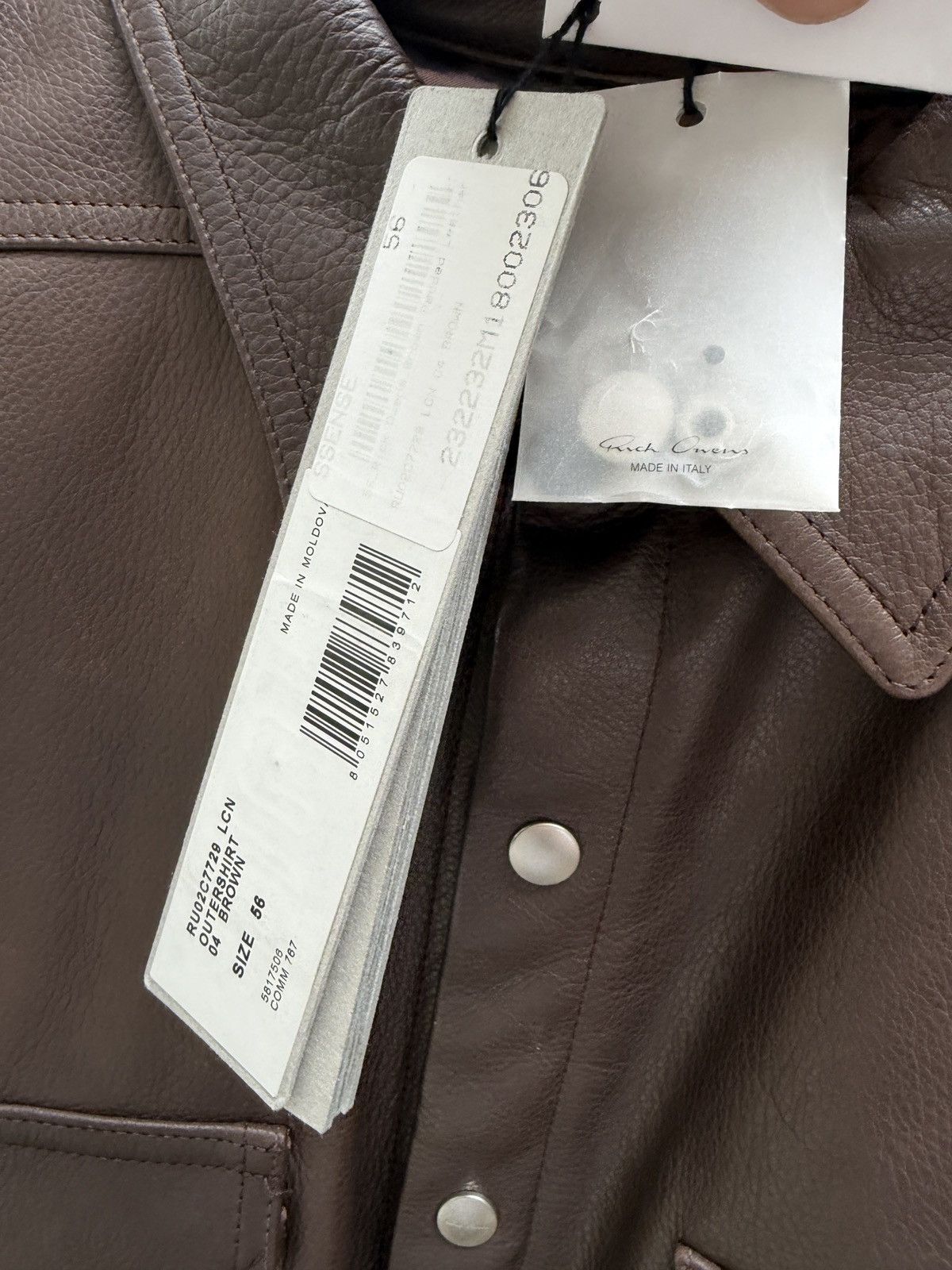 Rick Owens PADDED CALF LEATHER OUTERSHIRT Size US XL / EU 56 / 4 - 5 Thumbnail