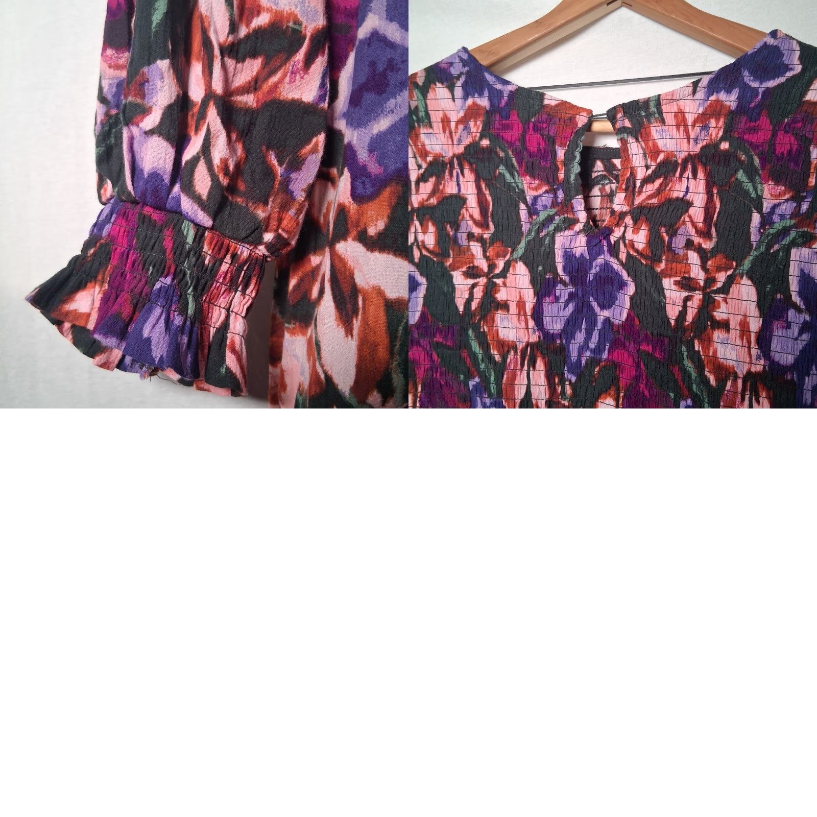 Vintage Terra & Sky Maxi Dress Plus Size 2X Pink Floral Long Sleeve Tiered Smocked Casual Women Size XXL / US 16-18 / IT 52-54 - 9 Thumbnail