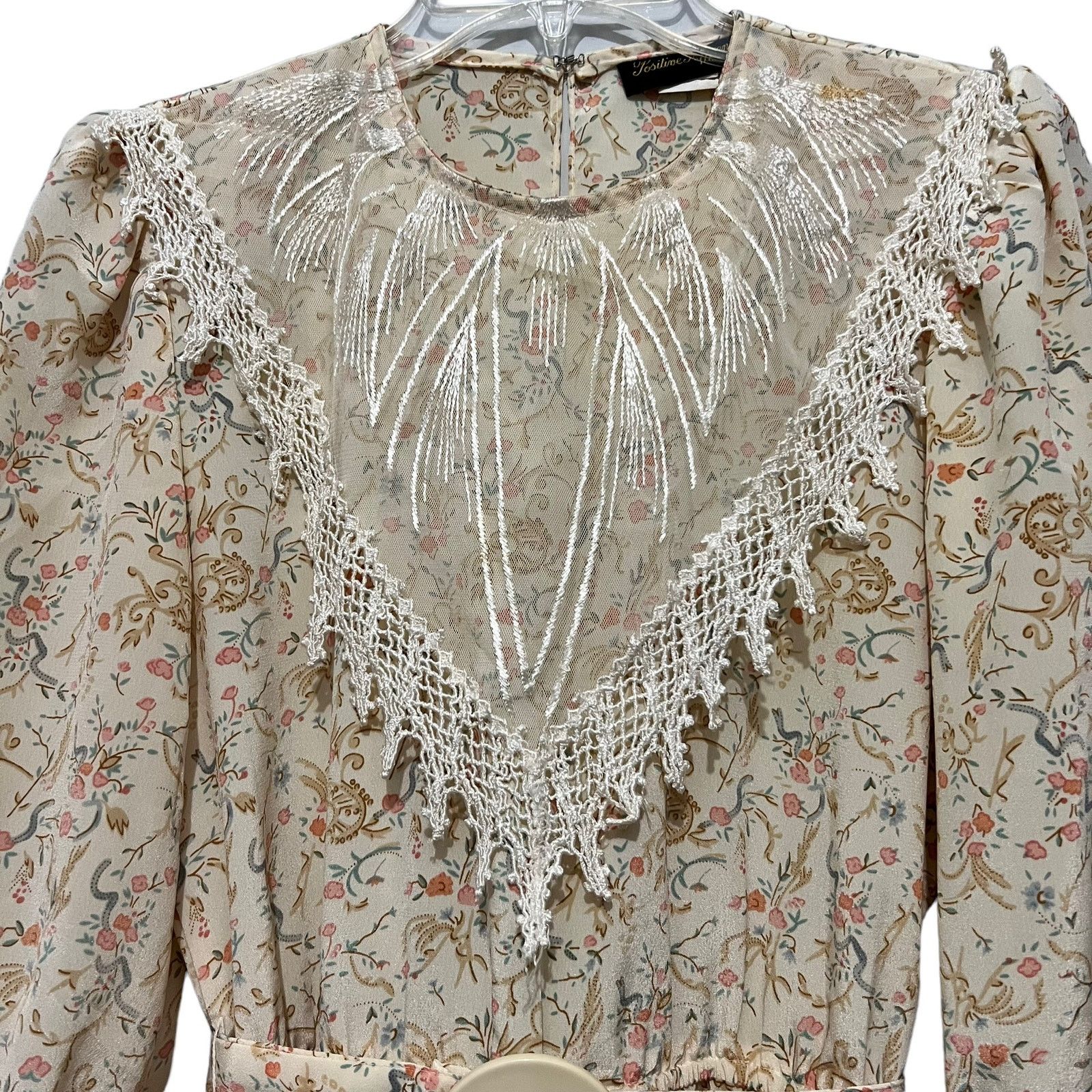 Vintage Vintage 80’s Lace Collar Floral Print Dress Cottagecore 3/4 Size S / US 4 / IT 40 - 2 Thumbnail
