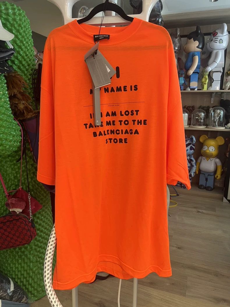 Balenciaga Balenciaga Orange Hi-Signature Short Sleeve - dmc Size US S / EU 44-46 / 1 - 1 Thumbnail