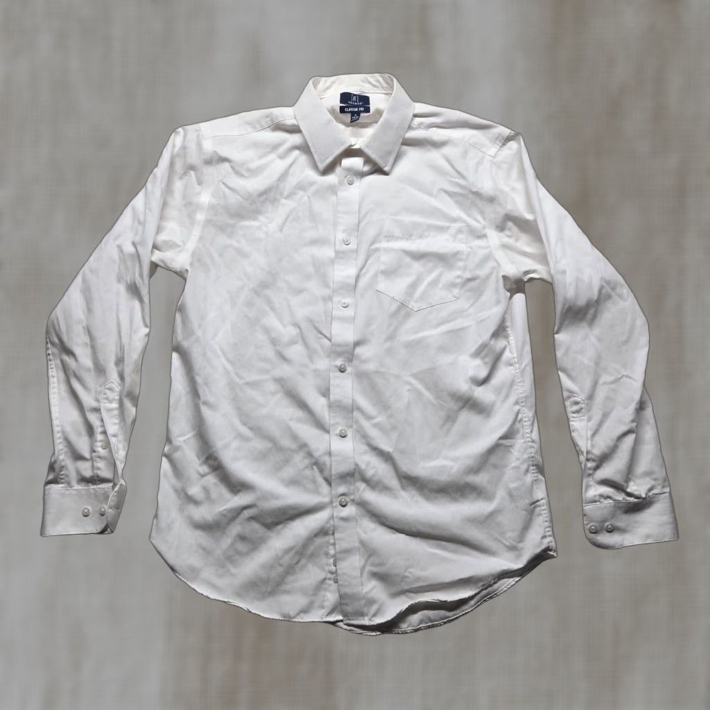 George VINTAGE George Classic Fit Dress Shirt Long Sleeve Adult Men's M Cotton Blend White Button Up Size 40R - 1 Thumbnail