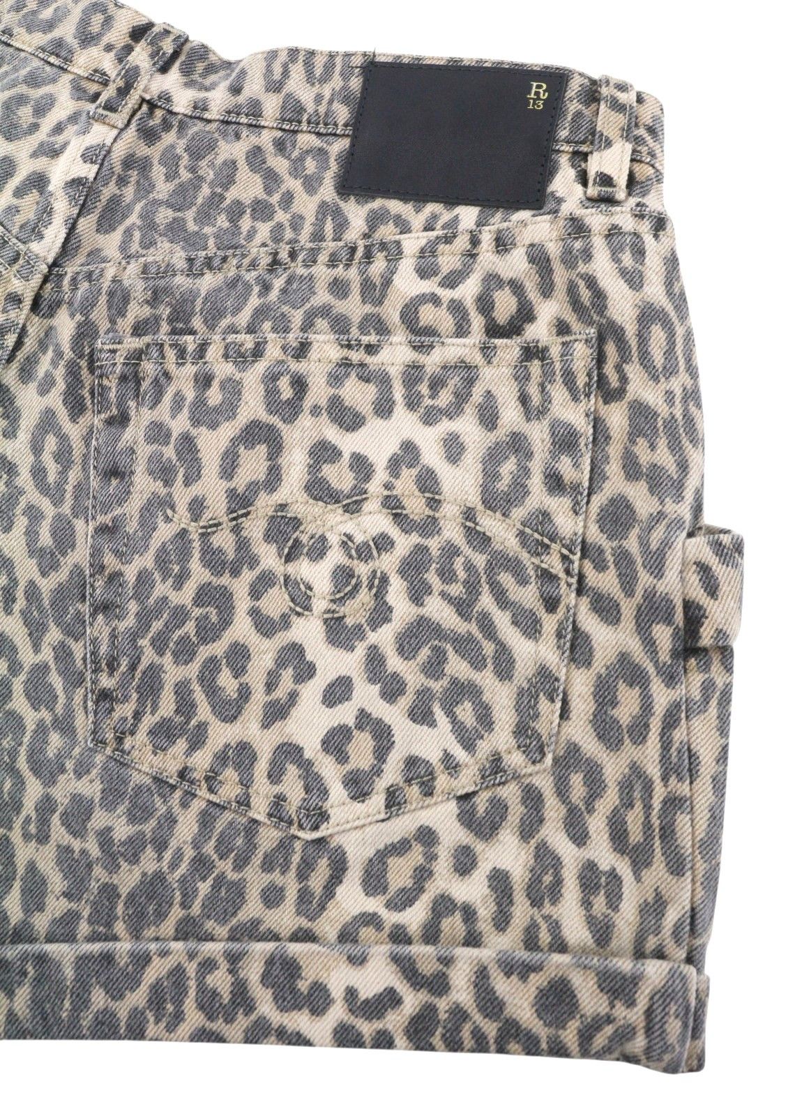 R13 POUCH POCKET 25 Ecru Leopard Button Shorts 89424 Size 25" / US 0 / IT 36 - 7 Thumbnail