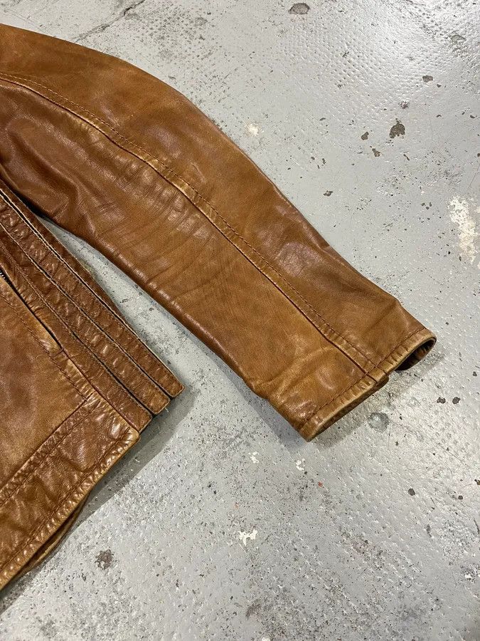 Prada 2000s Prada Brown Aged Leather Biker Jacket Size US S / EU 44-46 / 1 - 6 Thumbnail