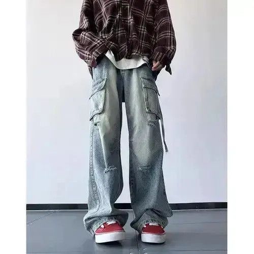 Japanese Brand Ripped Holes Cargo Denim Pant Size US 32 / EU 48 - 4 Thumbnail