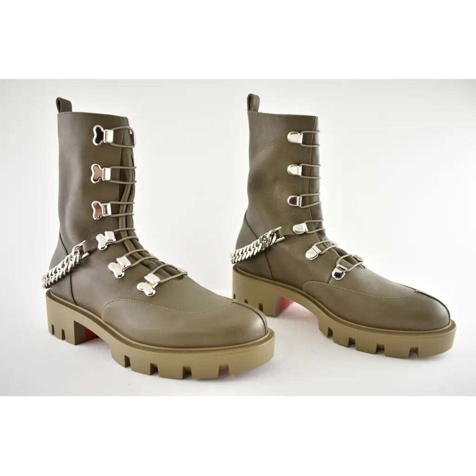 Christian Louboutin Christian Louboutin Horse Flat Silex Grey Leather Combat Size US 6 / IT 36 - 4 Thumbnail