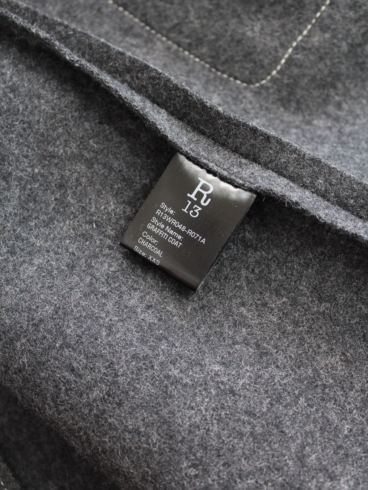 R13 R13 Grey Graffiti Wool Blend Overcoat Size XS / US 0-2 / IT 36-38 - 9 Thumbnail