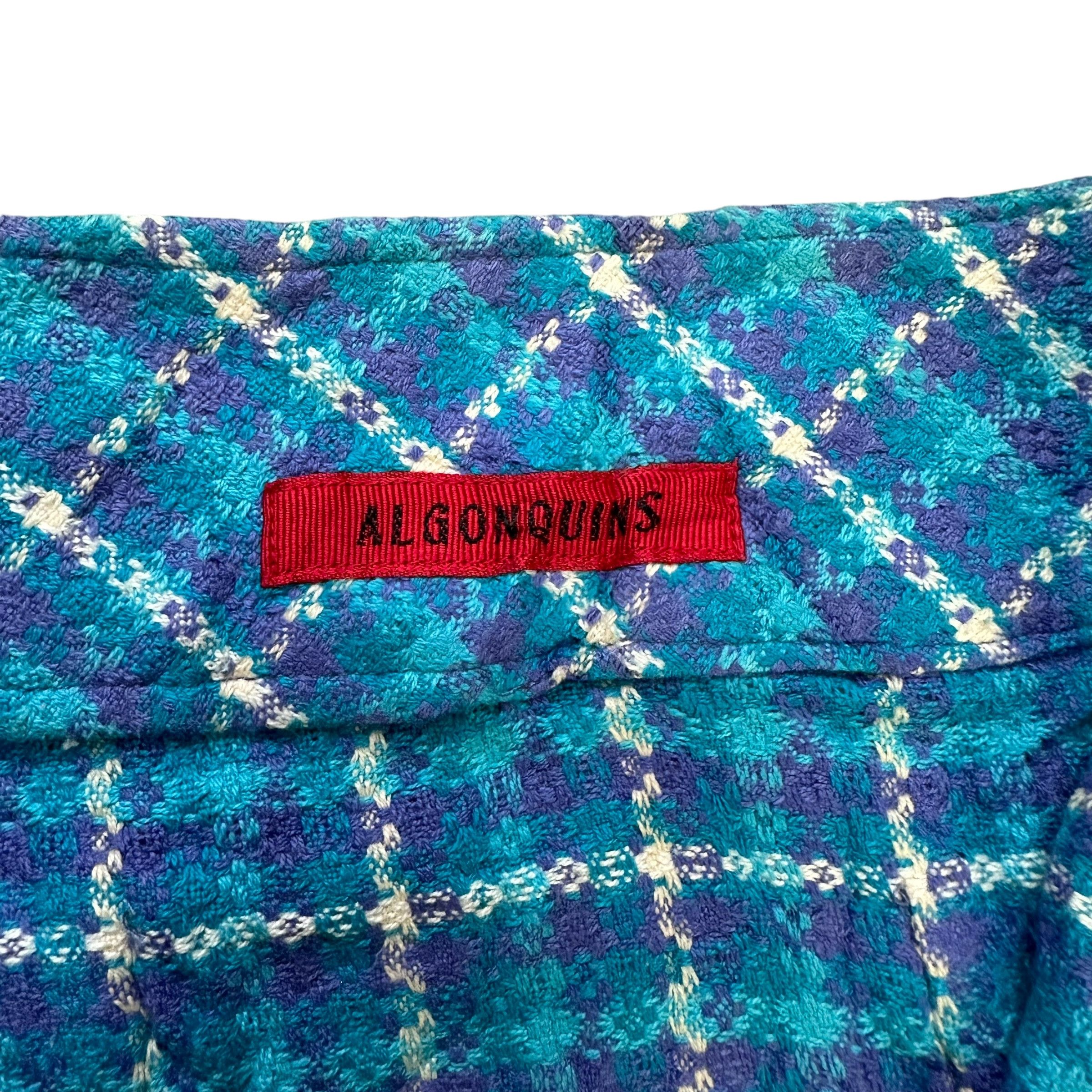 Japanese Brand ALGONQUINS Blue Tweed Tartan Mini Skirts #A33-0753 Size 25" / US 0 / IT 36 - 5 Thumbnail