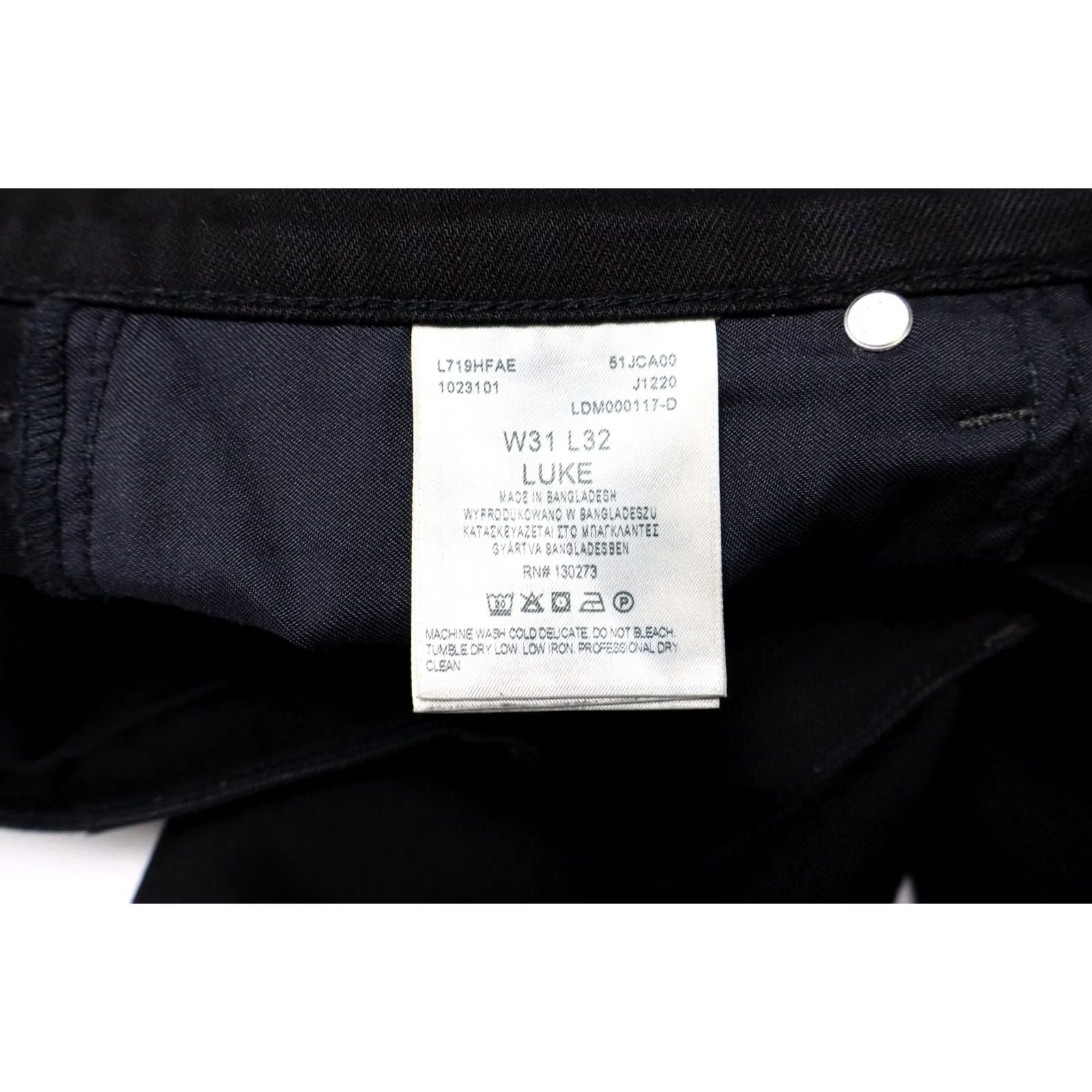 Lee LEE Luke Jeans Slim Fit Stretch Zip Fly Black Mens W31/L32 Denim 98% Cotton 2% Elatane Pocket Regular Sizes Size US 31 - 6 Thumbnail