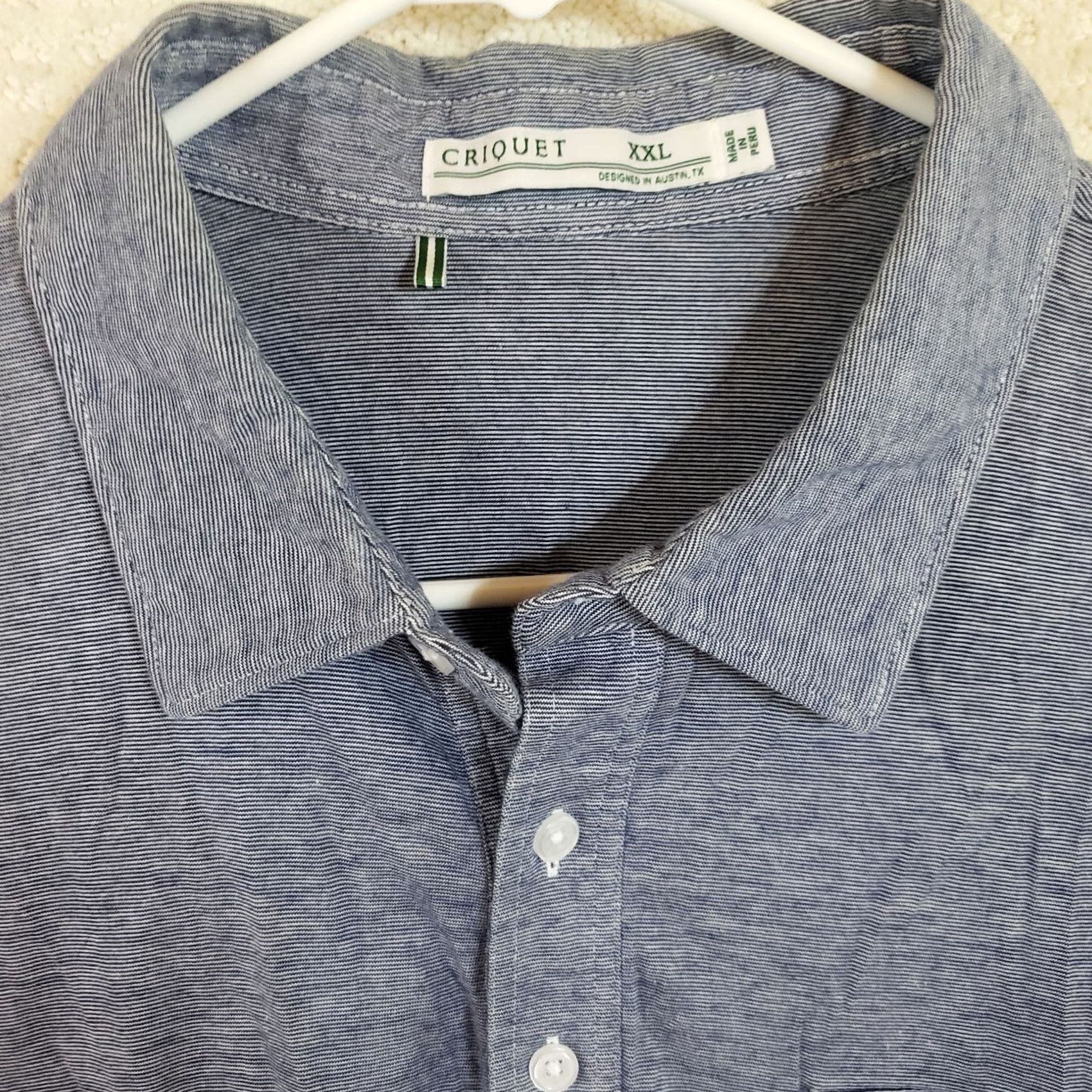 Vintage Criquet Polo Shirt Men 2XL Navy Blue White Stripe Cotton Pocket Golf Texas Preppy Logo Short Sleeve Size US XXL / EU 58 / 5 - 4 Thumbnail