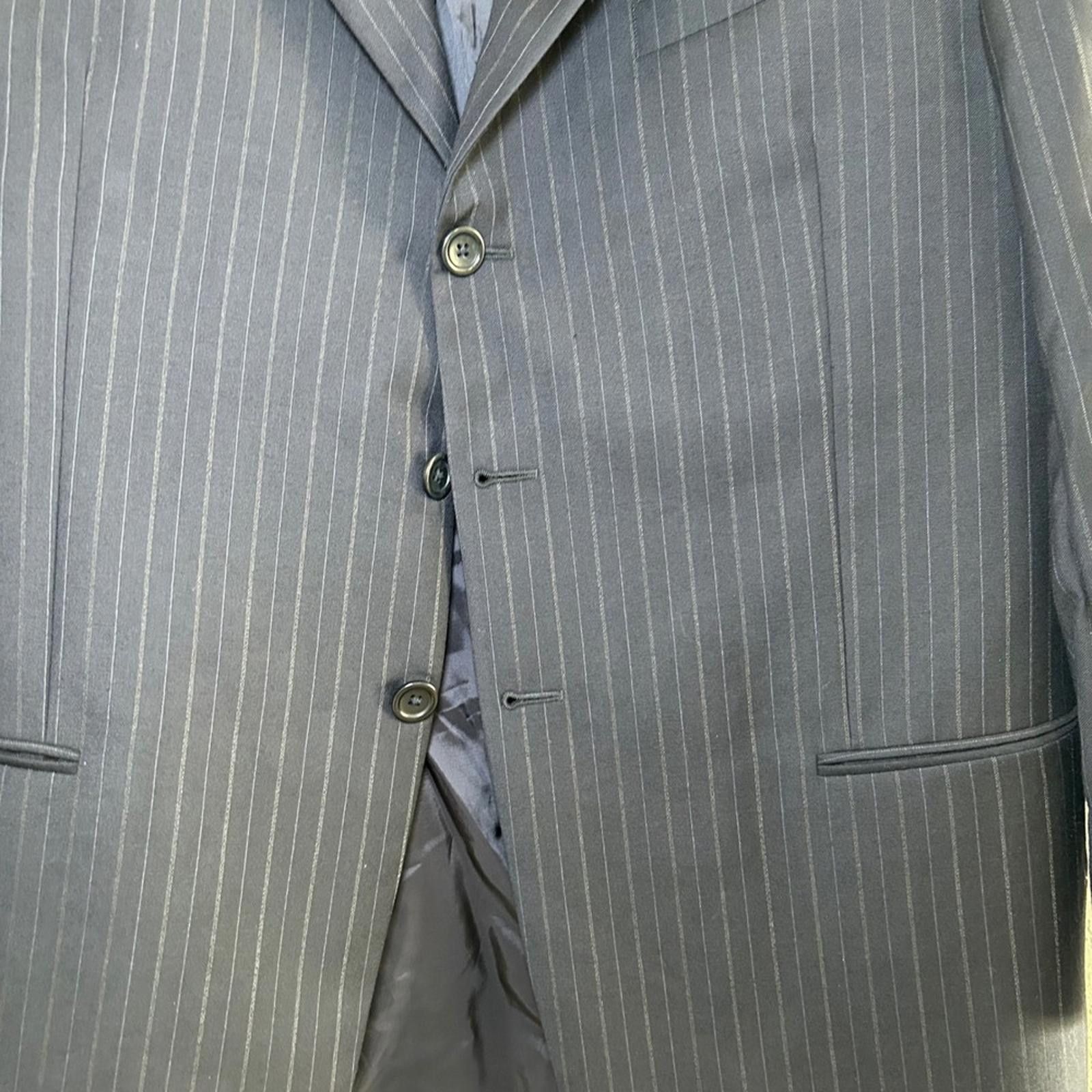 Armani Collezioni ARMANI COLLEZIONI Men's Classic Pinstripe Wool Suit Blazer Size 46L - 2 Thumbnail