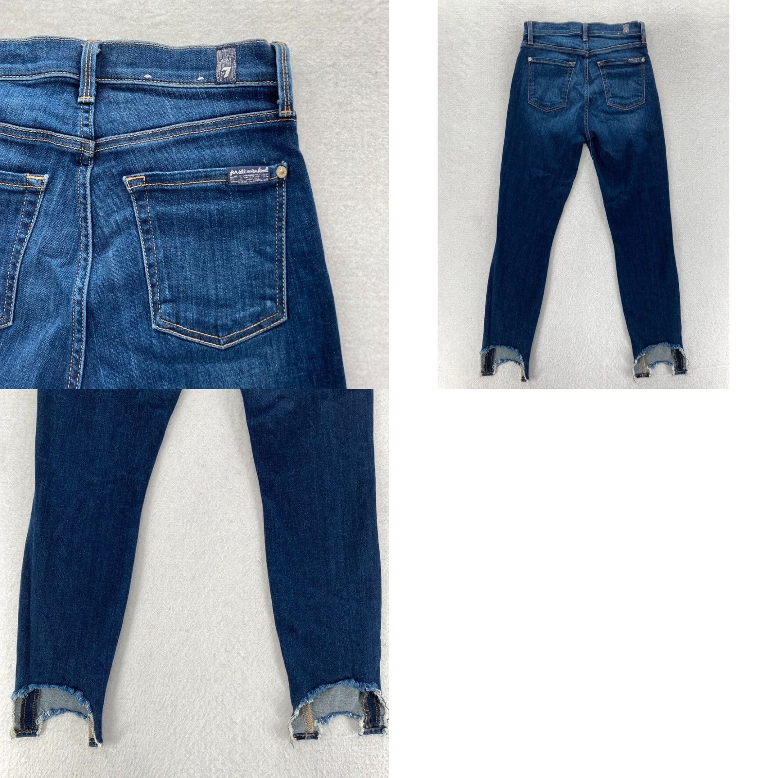 7 For All Mankind 7 For All Mankind Women's 27 Dark Wash Blue Stretch Denim Skinny Ankle Jeans Size 26" / US 2 / IT 38 - 9 Thumbnail