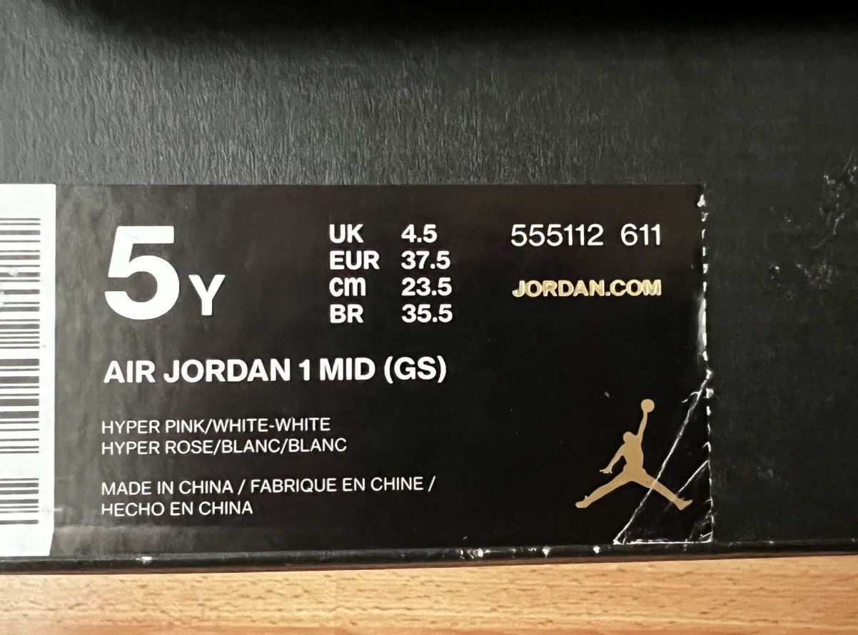 Nike Air Jordan 1 Mid GS “Hyper Pink” – UK 4.5 Size US 7 / IT 37 - 5 Thumbnail