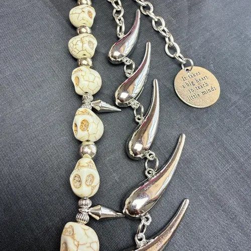 Jewelry Punk Spiked Double-Layer Chain – Gothic Skull Buck Tooth Size ONE SIZE - 6 Thumbnail