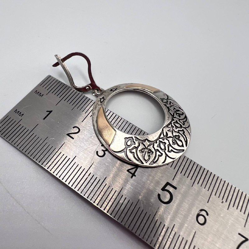 Vintage Vintage 925 Silver 14K Gold Earrings Floral Engraved 8.6gr Size ONE SIZE - 7 Thumbnail
