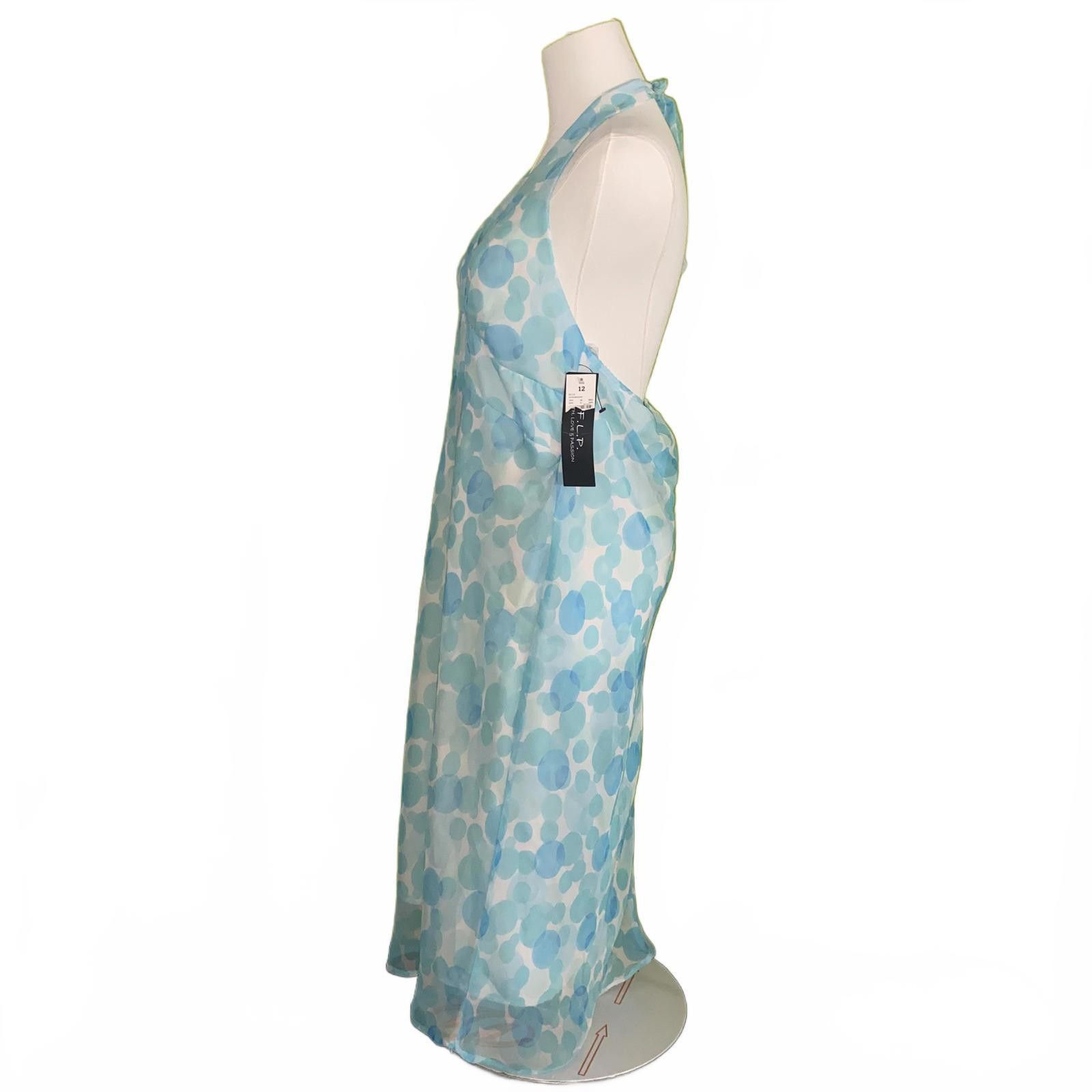 Designer Vintage Y2K Blue Polka Dot Halter Maxi Dress Size 12 NWT Size XL / US 12-14 / IT 48-50 - 2 Thumbnail