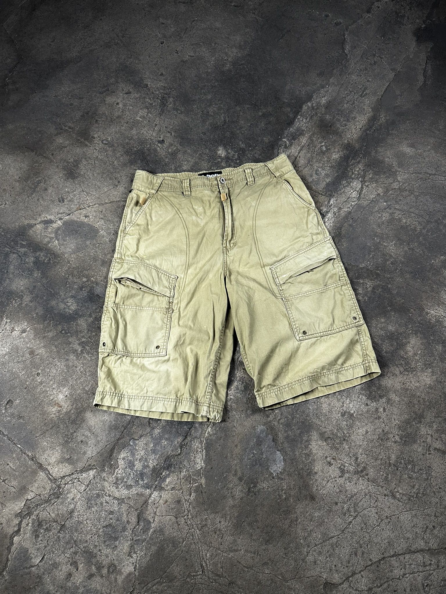 Schott 2000s Schott Baggy Cargo Military Washed Y2k Shorts Size US 32 / EU 48 - 1 Thumbnail