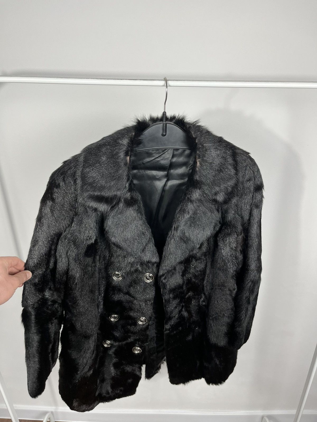 Other Vintage Black Real Fur Coat Multi Button Jacket Winter Size S / US 4 / IT 40 - 10 Thumbnail
