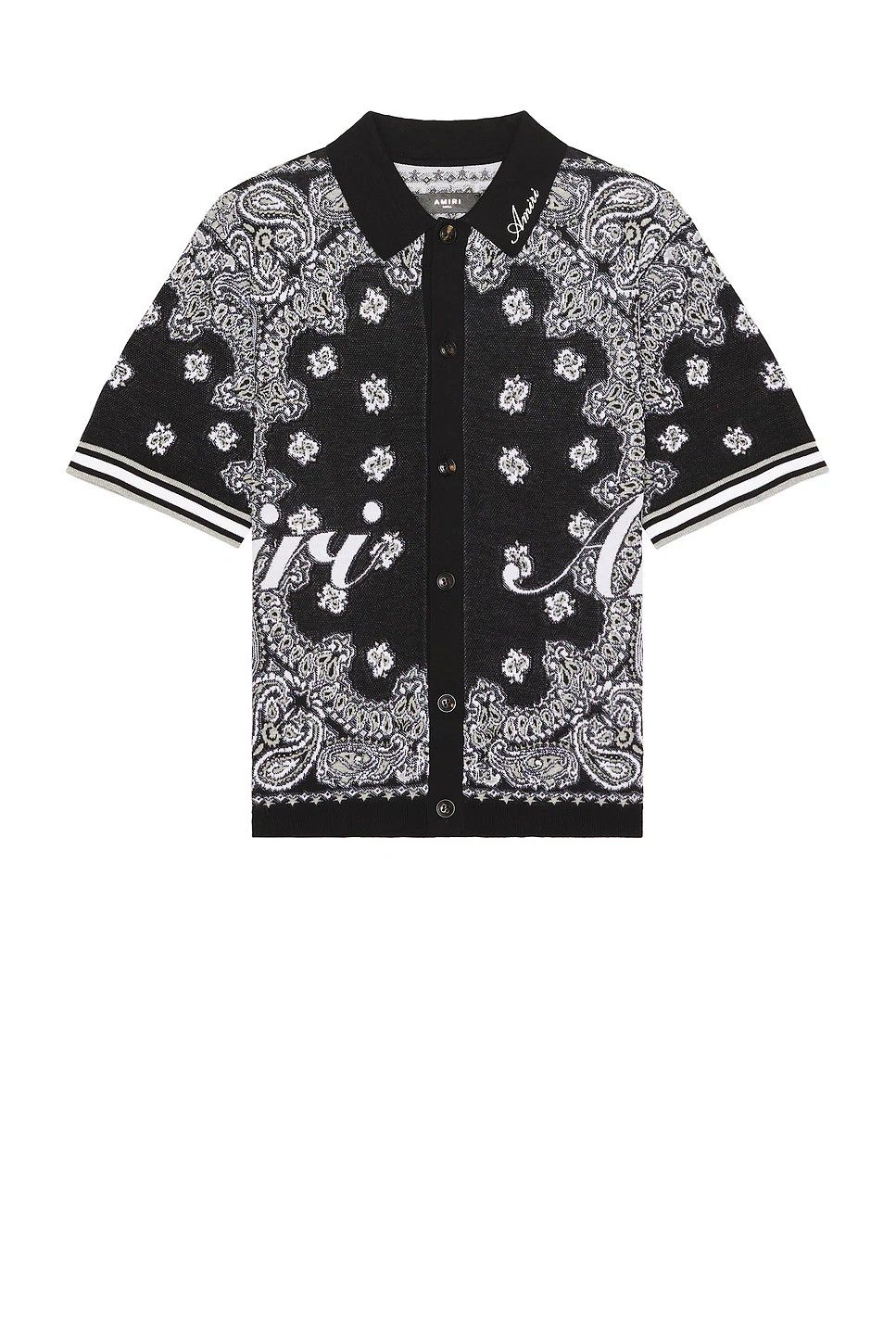 Amiri o1w1db10125 Bandana Polo Shirt in Black/White Size US XL / EU 56 / 4 - 1 Thumbnail
