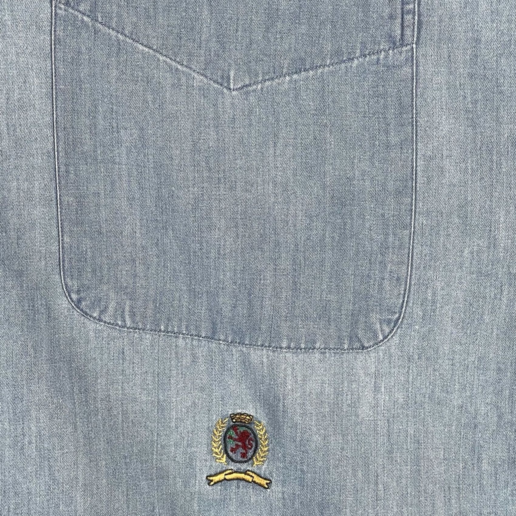 Tommy Hilfiger VINTAGE Tommy Hilfiger Shirt 17-35 Light Blue Long Sleeve Preppy Crest VTG Link Size US XL / EU 56 / 4 - 3 Thumbnail