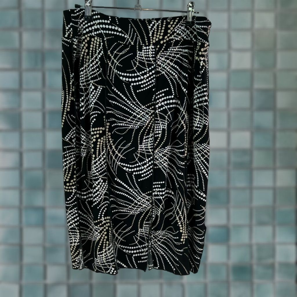Vintage Suzie In The City Dotted Print Stretch Casual Black A Line Skirt Womens Size L Size 36" / US 14 / IT 50 - 1 Thumbnail