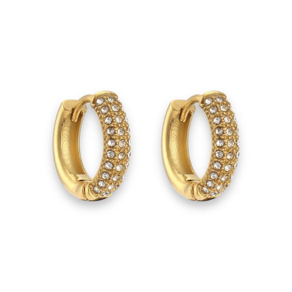 Other 14mm CZ Small Gold Hoop Earrings for Women Men Size ONE SIZE - 1 Thumbnail