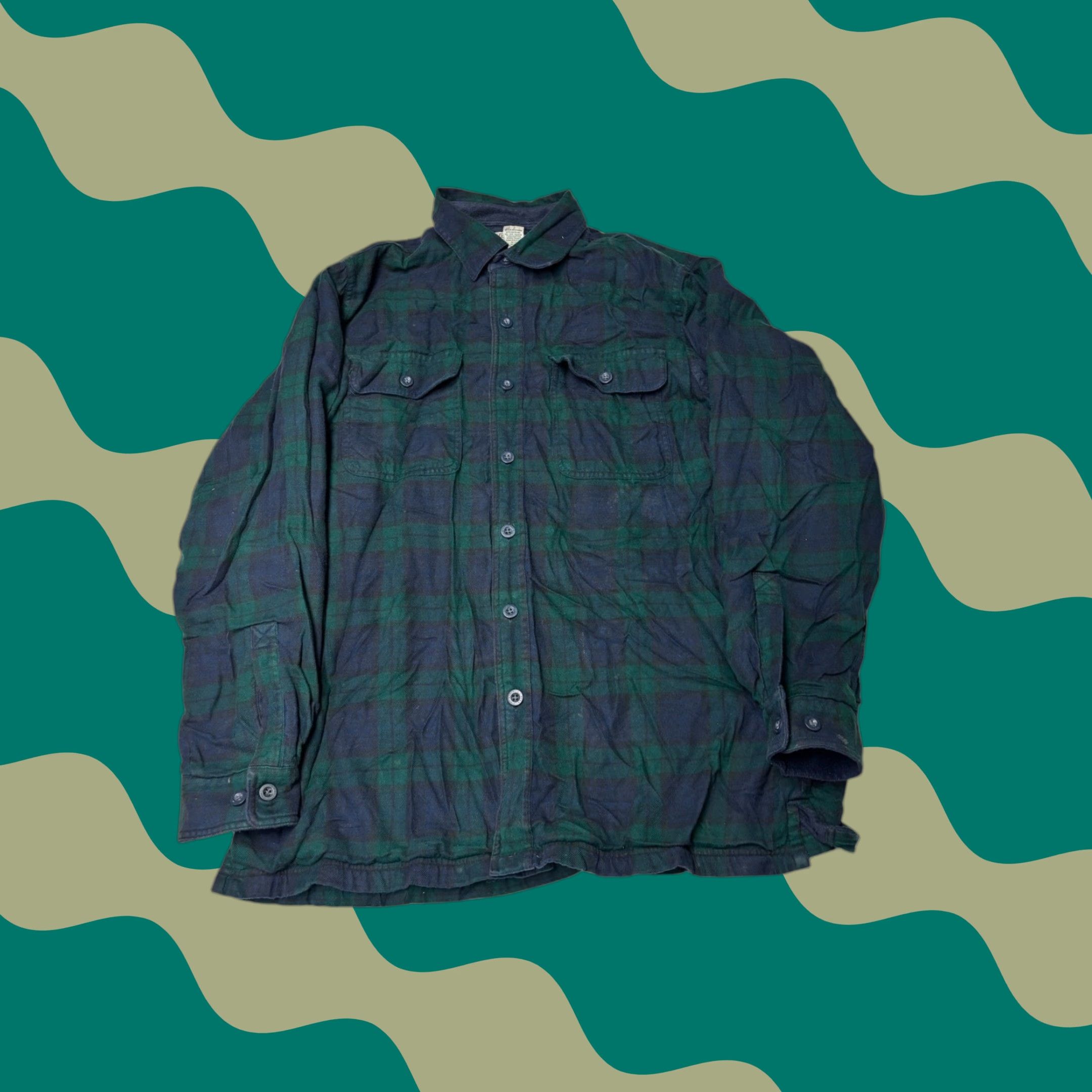 Vintage VINTAGE LL Bean Mens L Regular Plaid Flannel Lined Shirt Jacket Green Navy Blue Size US L / EU 52-54 / 3 - 1 Thumbnail