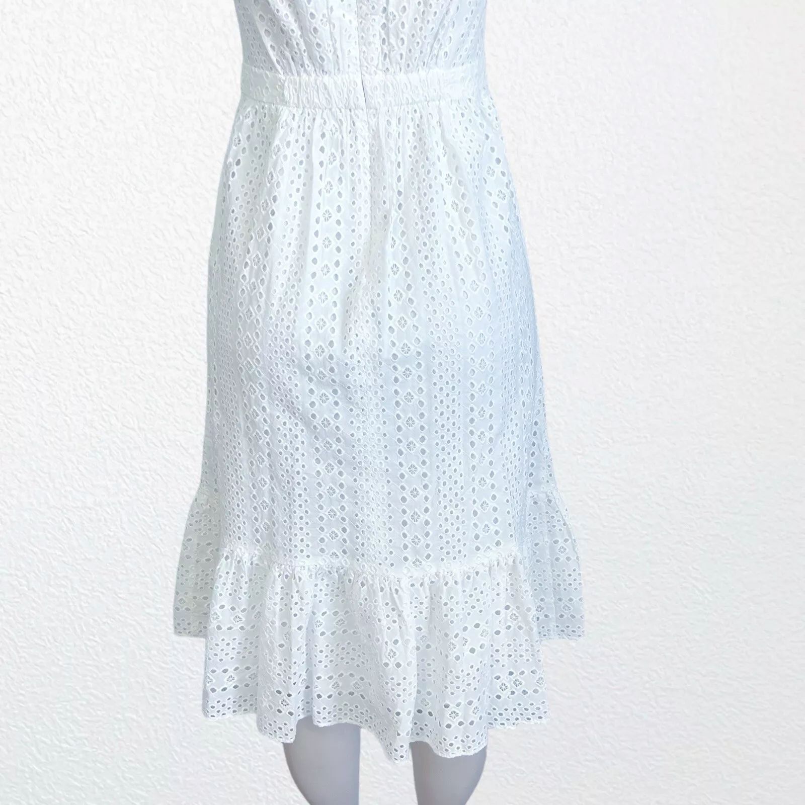 J.Crew Size 00 | J CREW White Cotton Eyelet Lace Sleeveless Dress Size XXS / US 00 / IT 34 - 9 Thumbnail