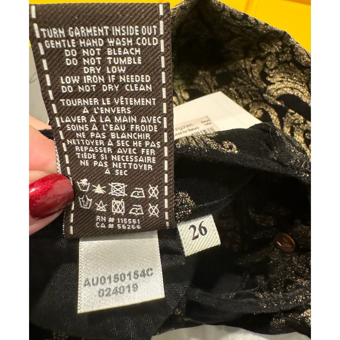 7 For All Mankind NWT Seven7 For All Mankind Brocade Black Gold Pants Holiday Size 26" / US 2 / IT 38 - 13 Thumbnail
