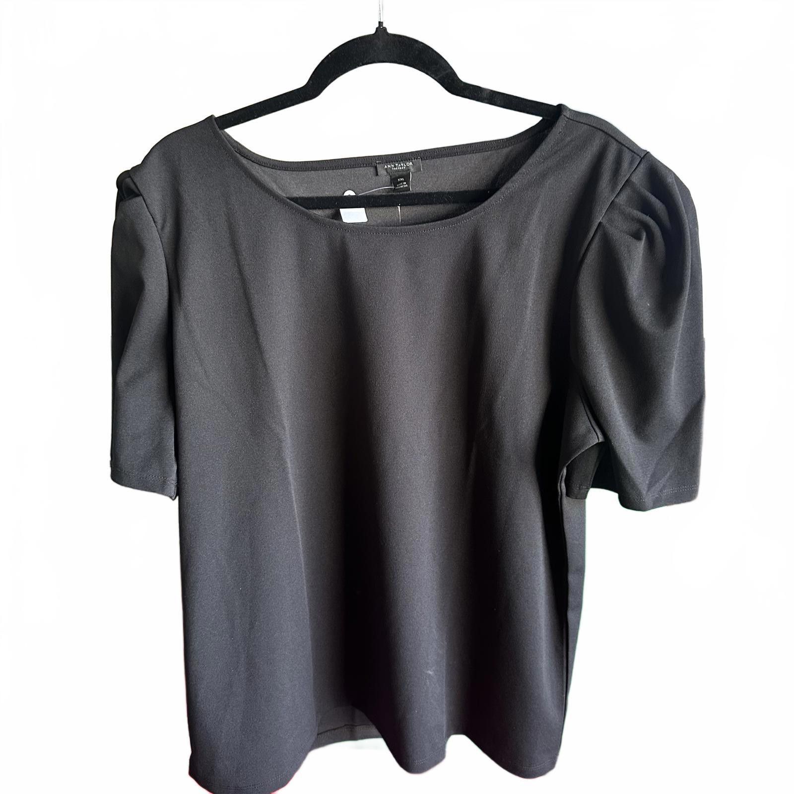 Designer Halogen Chic Black Puff Sleeve Top Size XXL / US 16-18 / IT 52-54 - 1 Preview