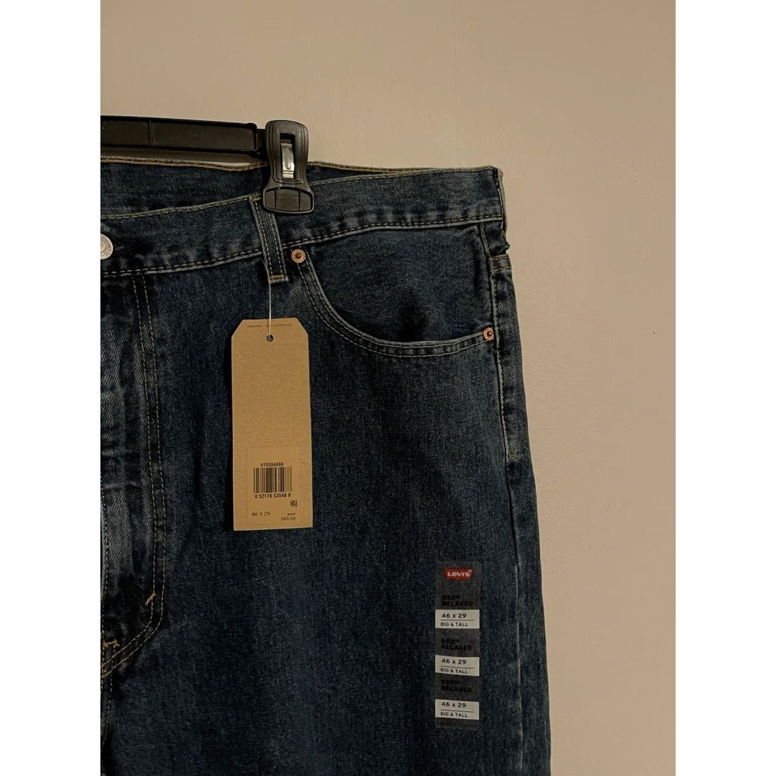 Levi's LEVI'S 550 Relaxed Fit Denim Jeans - Men's Big/Tall 46x29 - Blue Cotton Jeans 5-Pocket Logo 29" Inseam Mens Size US 30 / EU 46 - 2 Thumbnail