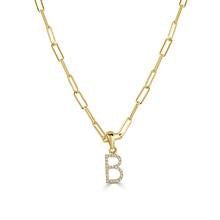 image of Tiffany Co 14K Yellow Gold & Diamond Paperclip Initial “B” Necklace, Women's