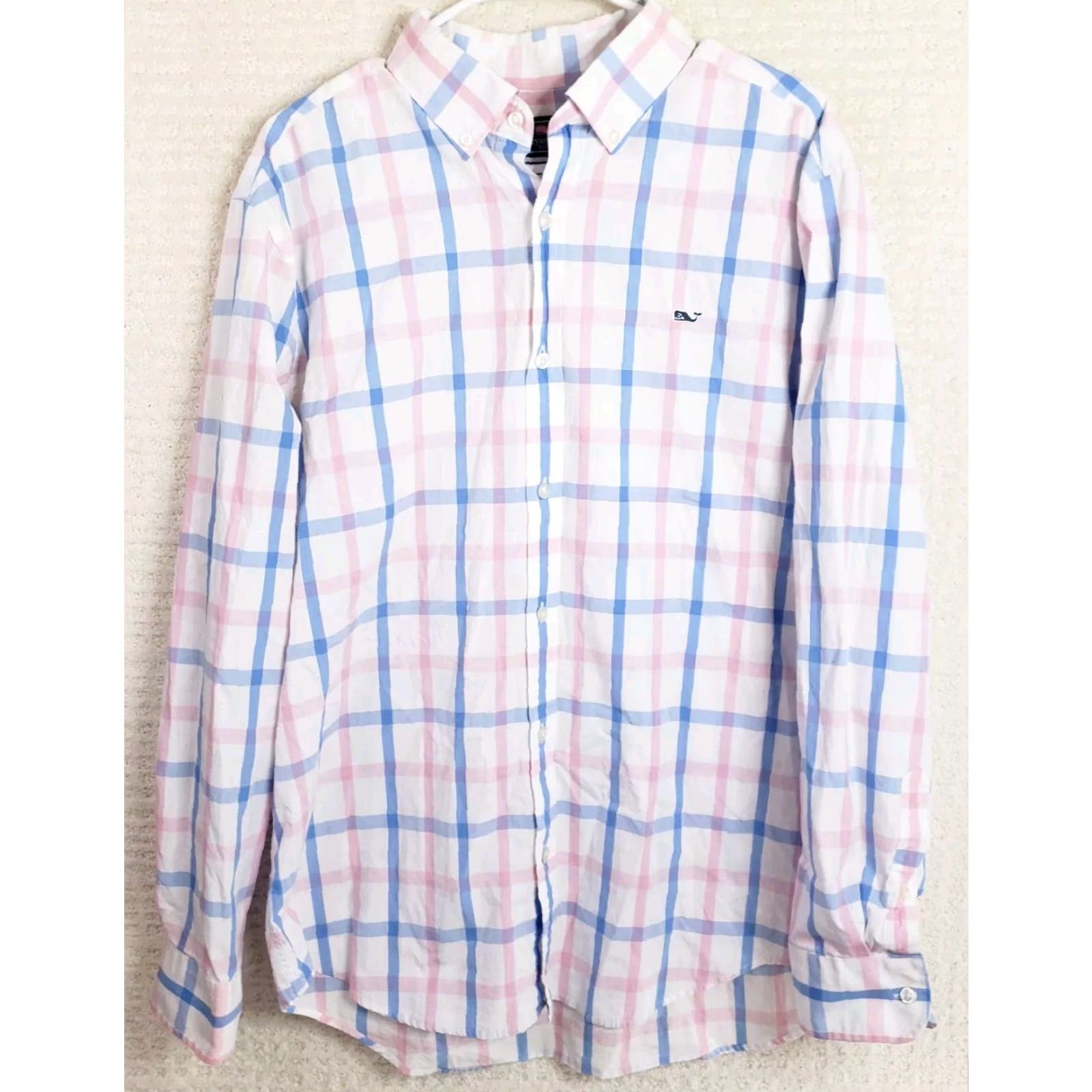 Vineyard Vines Vineyard Vines Shirt LS Men L Pink Blue White Plaid Button-Down Embroidered Whale Logo Classic Casual Dress Workwear Sweater? Size US L / EU 52-54 / 3 - 2 Thumbnail
