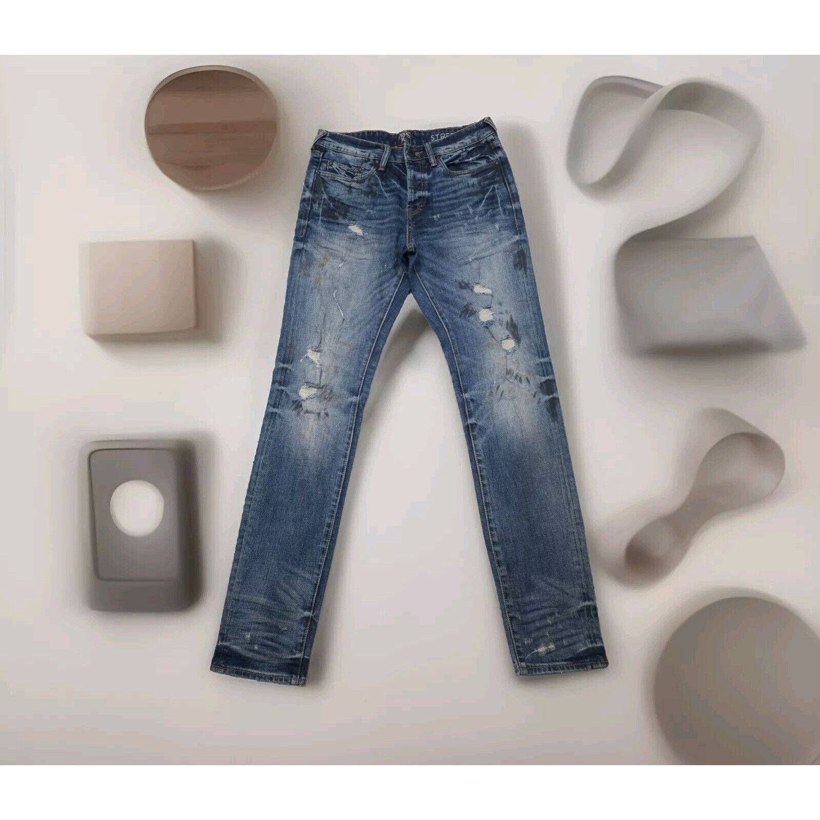 Prps $328 PRPS Glissade Le Sabre Slim Tapered Fit Paint Splatter Size US 28 / EU 44 - 1 Thumbnail