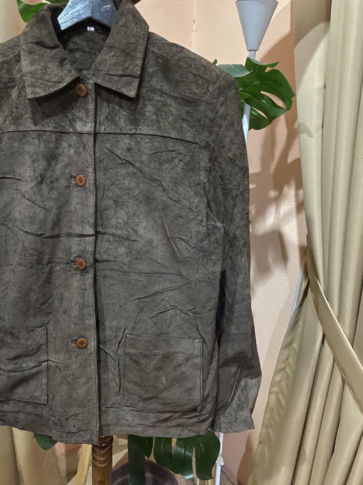 Leather Vintage Olive Green Suede Leather Utility Jacket Size F Size M / US 6-8 / IT 42-44 - 4 Thumbnail