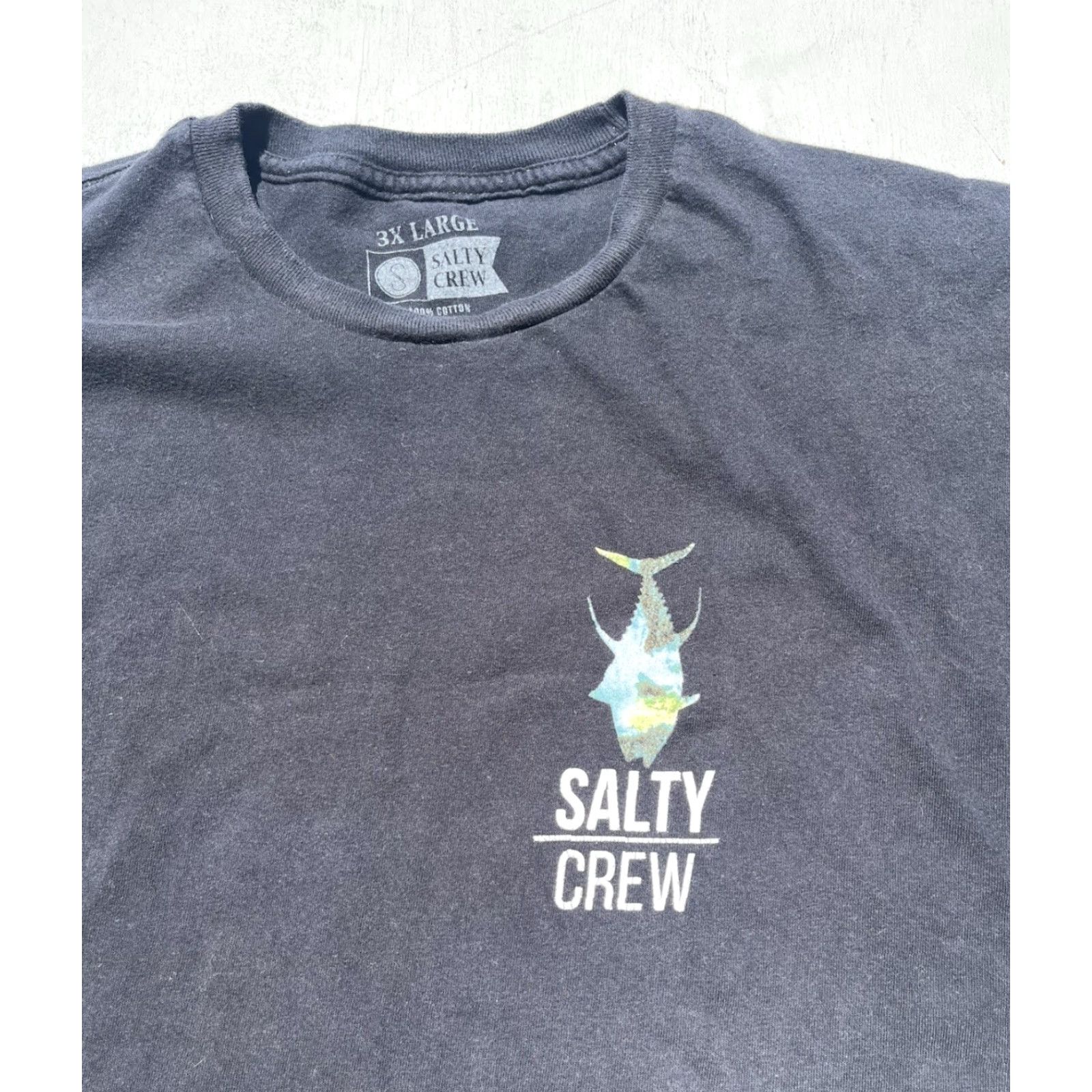 Vintage Salty Crew T-Shirt Men 3XL Black Thrill Logo Fishing Ocean Decks Adventure Sea Size US XXL / EU 58 / 5 - 3 Thumbnail